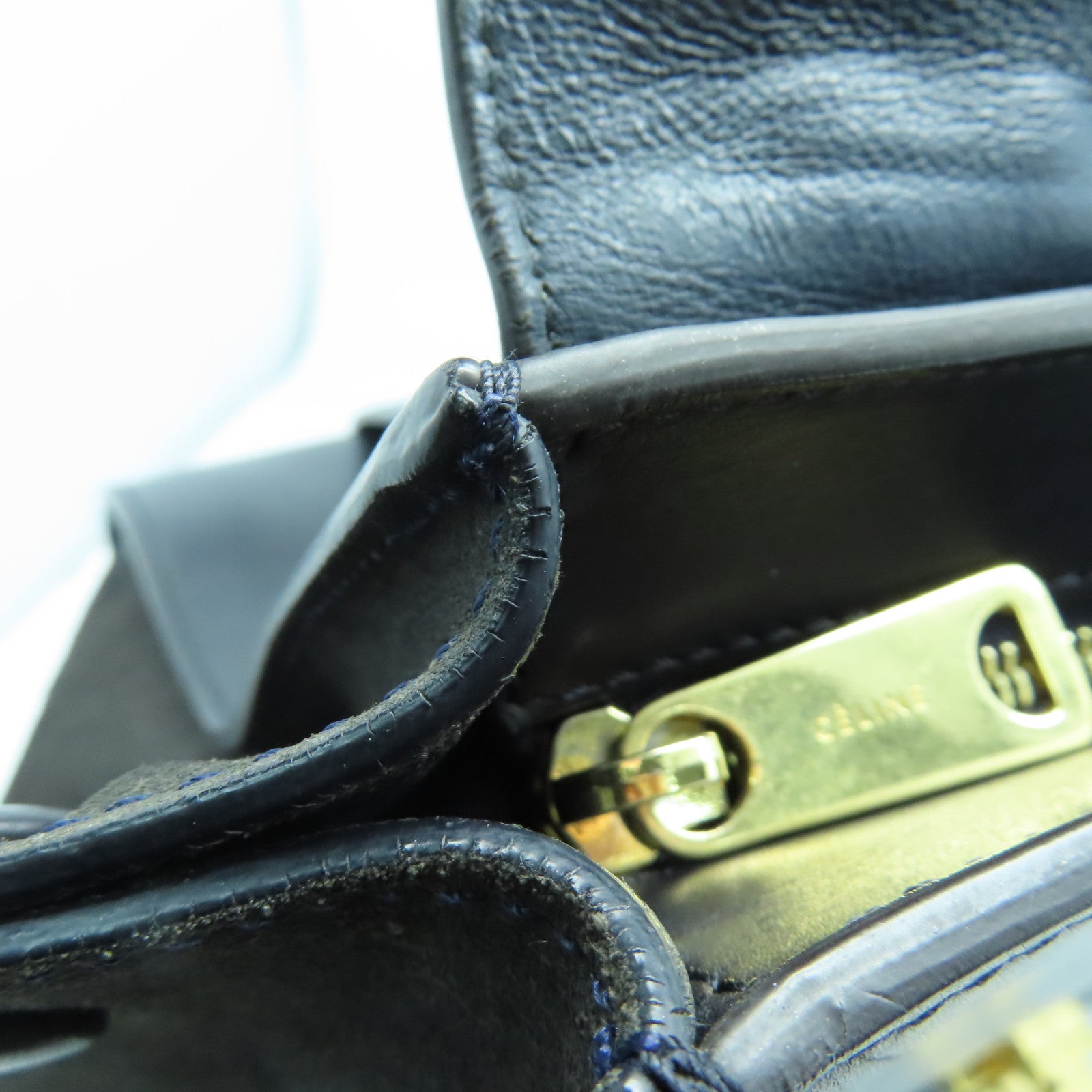 CELINE 牛皮皮革Trapeze金扣手挽肩背两用袋黑色/灰色