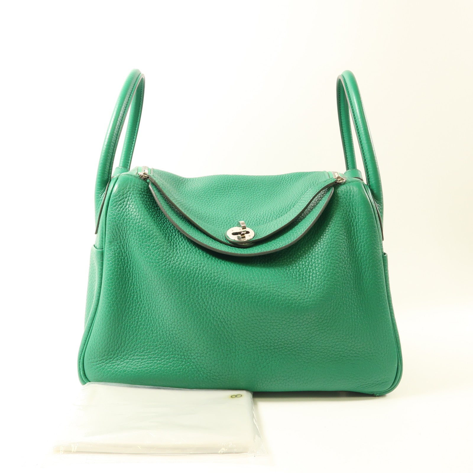 HERMES Clemence皮革Lindy 30銀扣手挽肩背兩用袋Vert Vertigo綠色