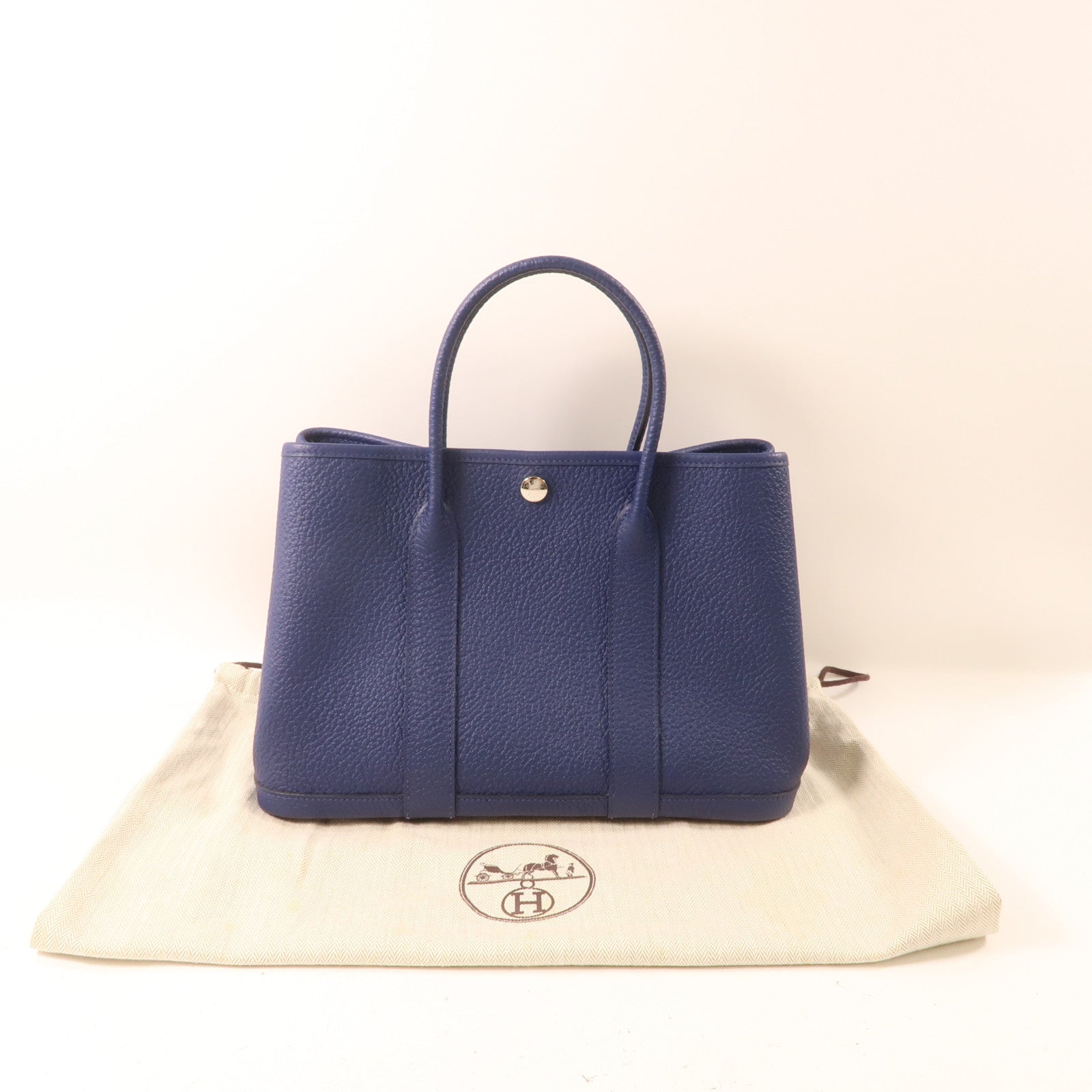 HERMES Negonda皮革Garden Party TPM銀扣手挽袋Blue Saphir/藍色