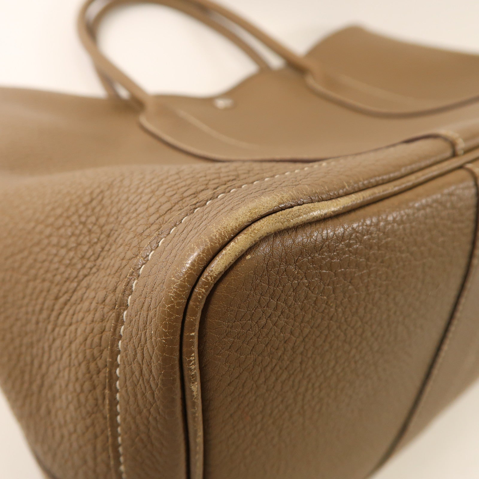 HERMES Negonda皮革Garden Party PM銀扣手挽袋Etoupe