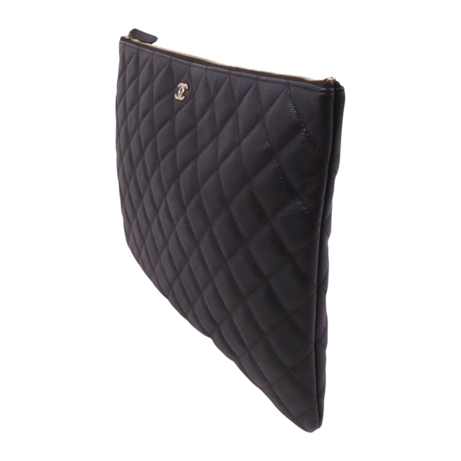 CHANEL 牛皮皮革Clutch銀扣手拿包