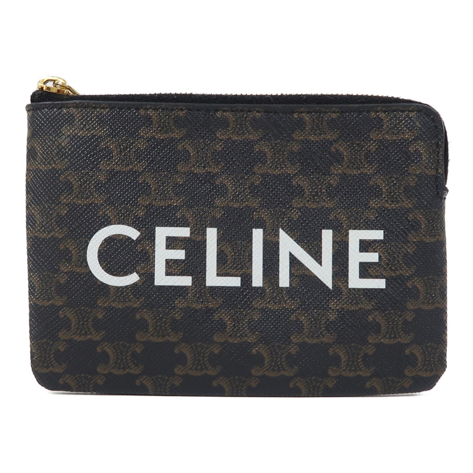 CELINE 塗層帆布Coin Purse金扣零錢包啡色