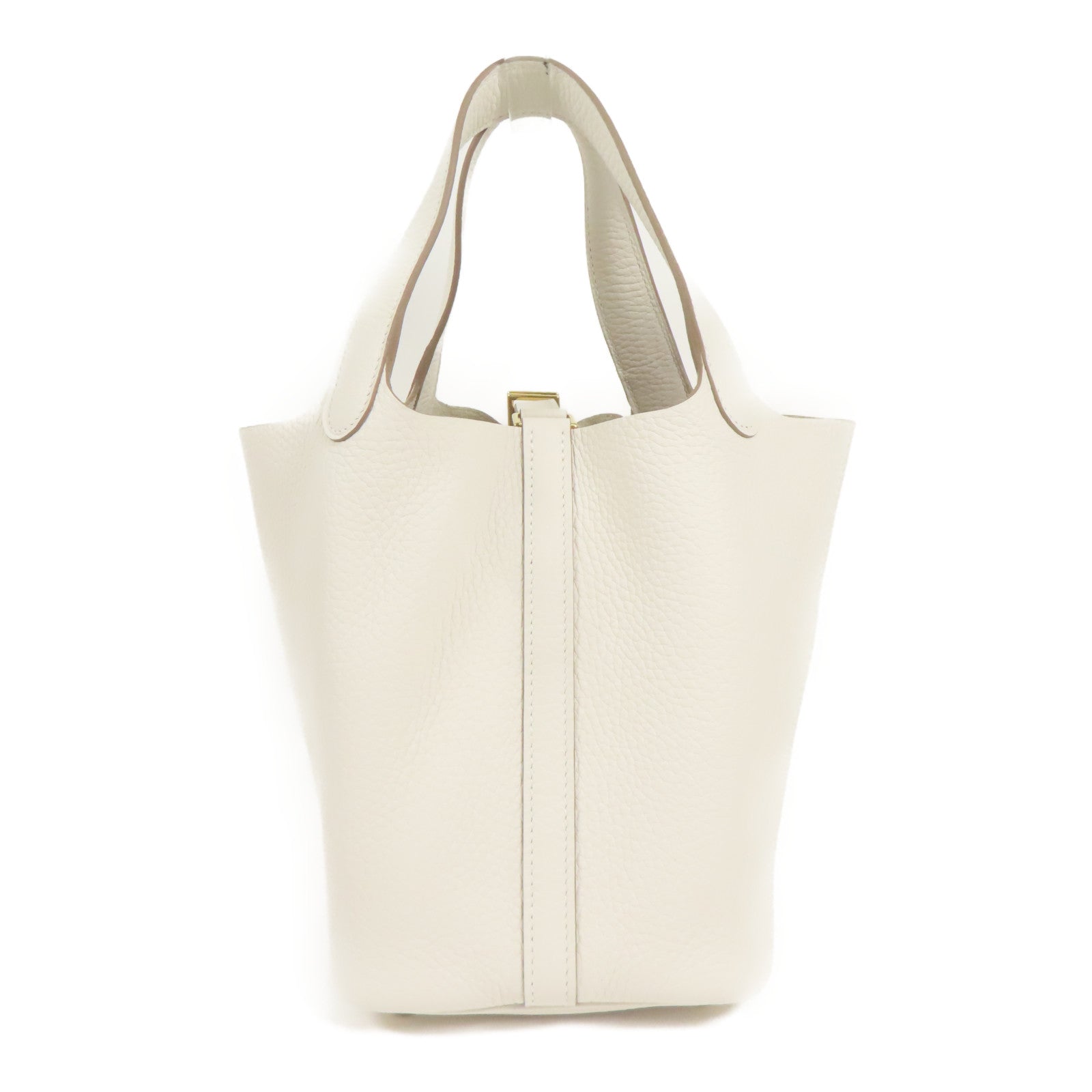 HERMES Clemence皮革Picotin PM金扣手挽袋Gris Pale
