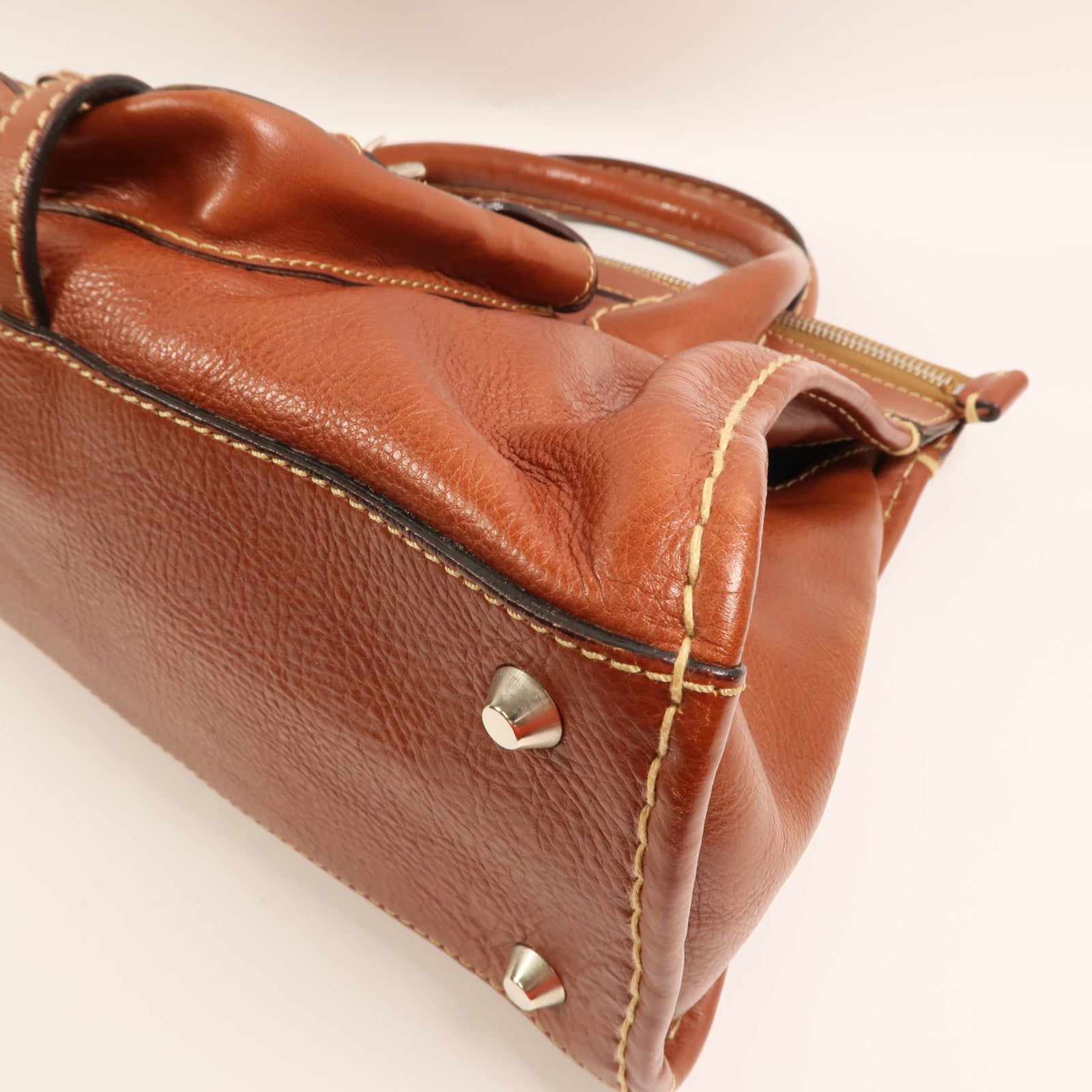 Chloe 牛皮皮革Hand Bag銀扣手挽袋