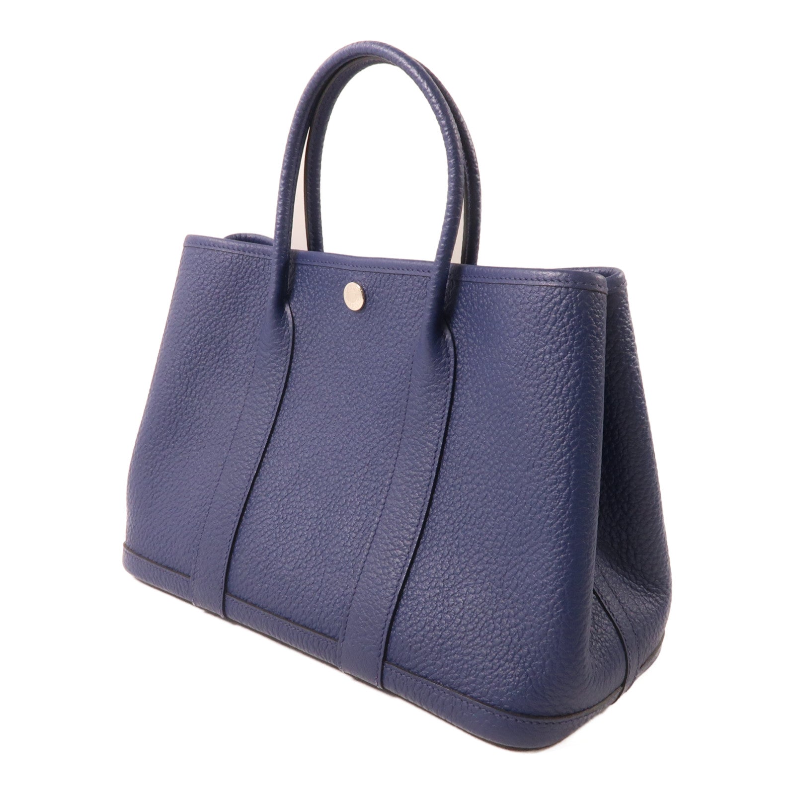 HERMES Negonda皮革Garden Party TPM銀扣手挽袋Blue Saphir/藍色