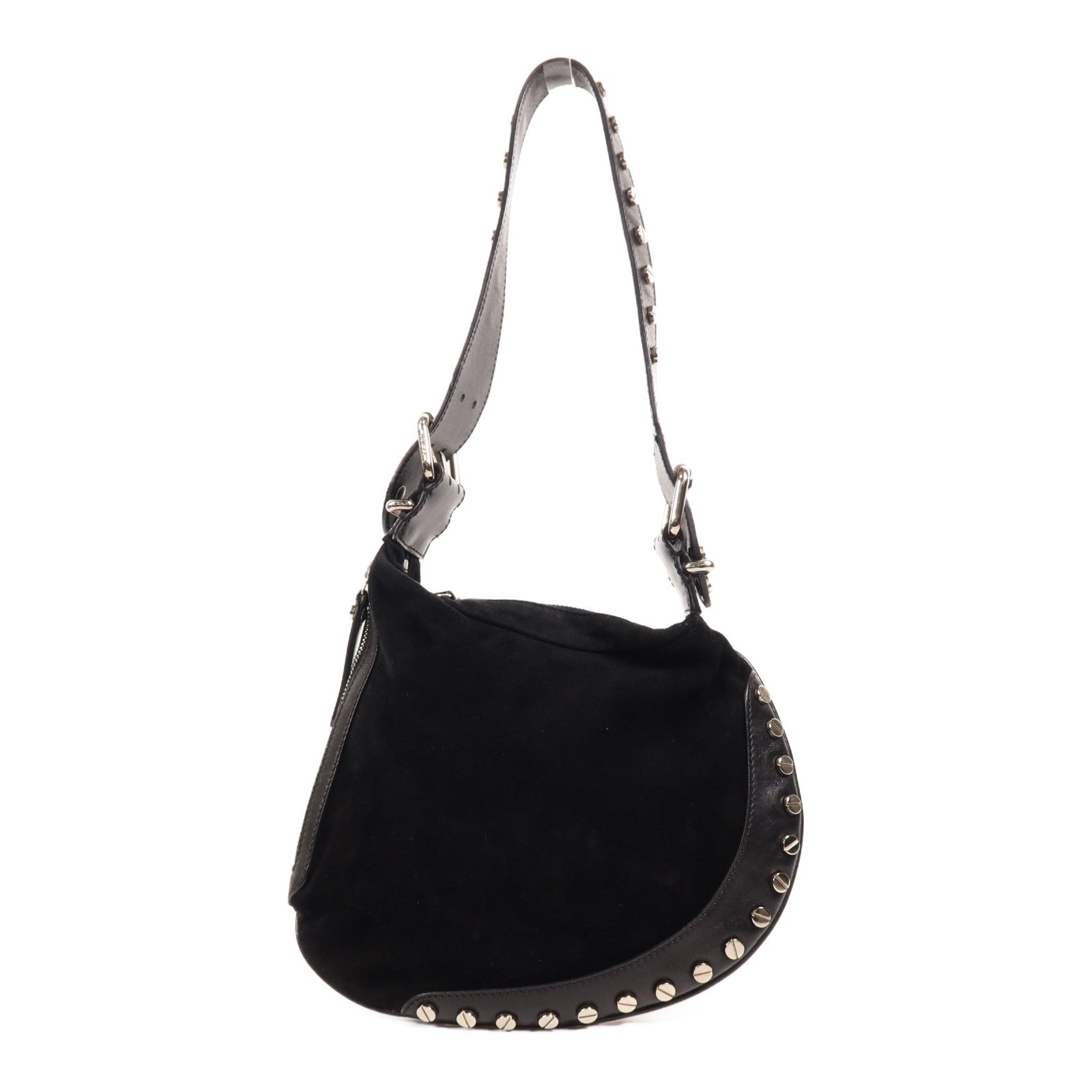FENDI 麂皮皮革Shoulder Bag銀扣肩背袋