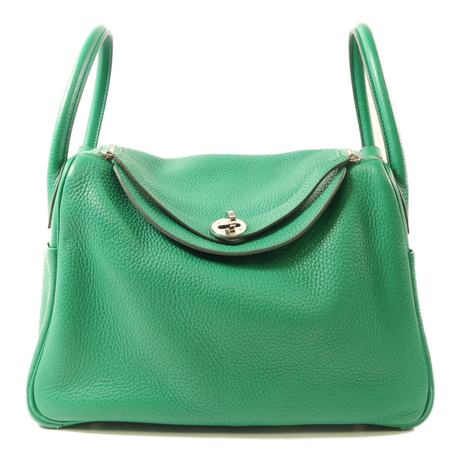 HERMES Clemence皮革Lindy 30銀扣手挽肩背兩用袋Vert Vertigo綠色