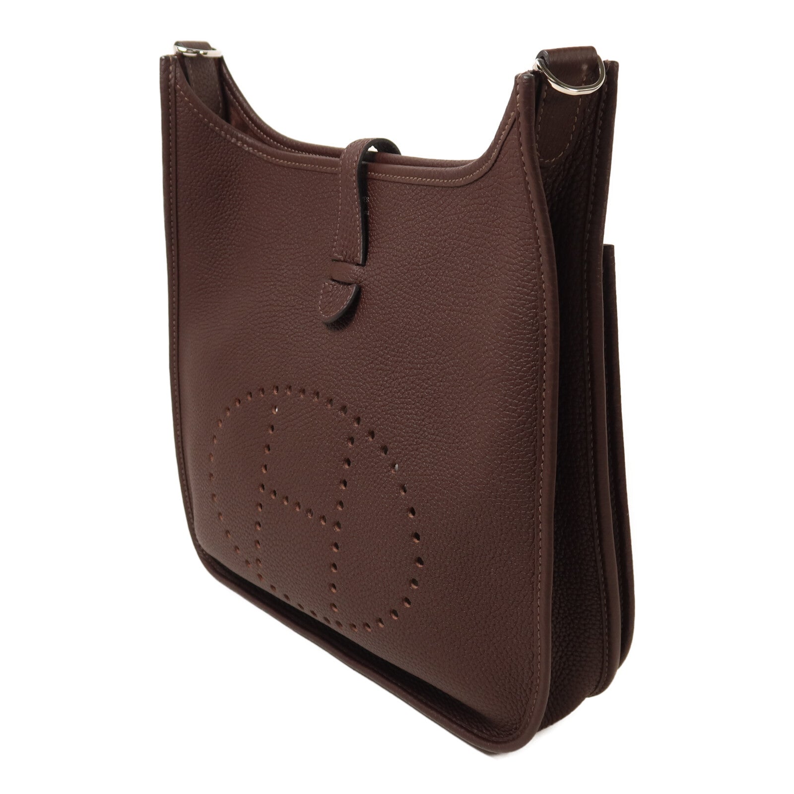 HERMES Clemence皮革Evelyne PM肩背袋Rouge Sellier