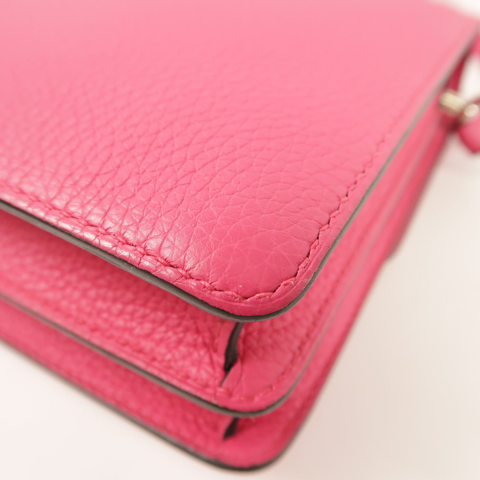 HERMES PHW Roulis 23 Shoulder Bag Clemence Leather Pink