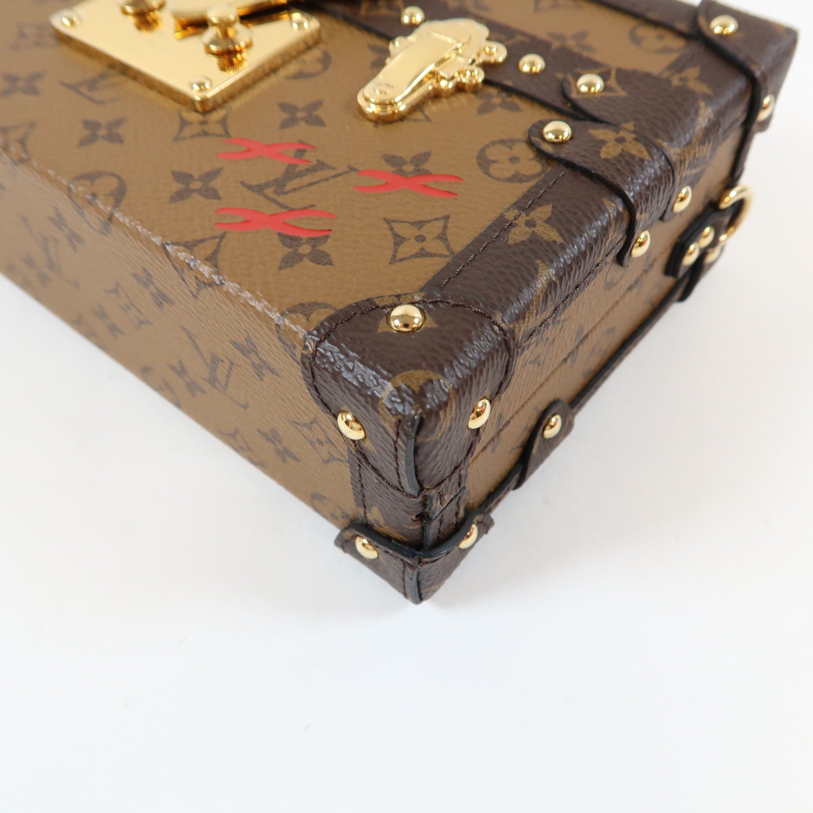 LOUIS VUITTON Monogram Reverse Petite Malle金扣肩背袋啡色