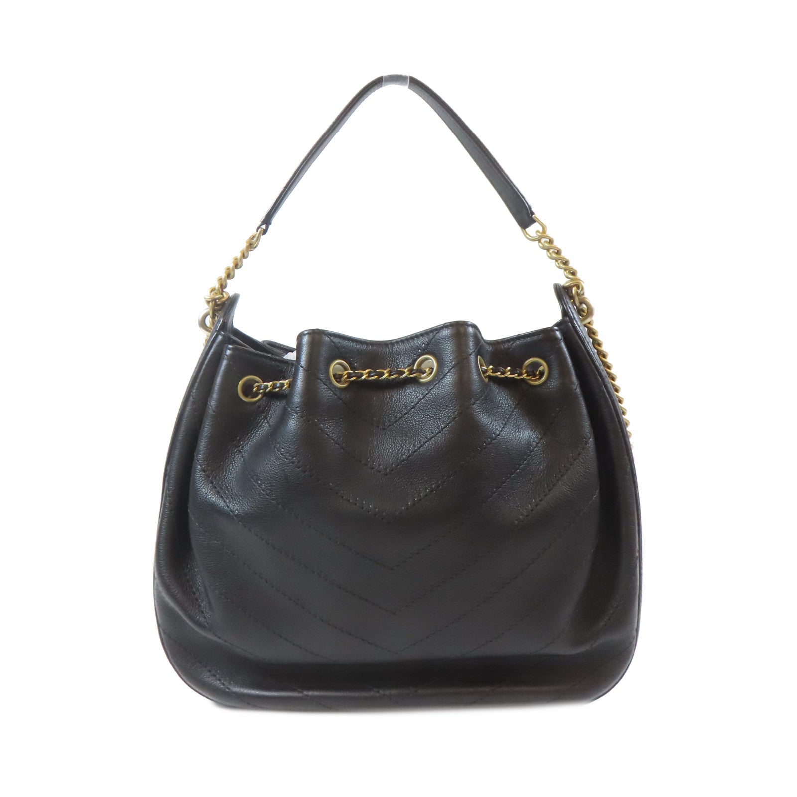 CHANEL 【激減優惠】菱格牛皮皮革2way Shoulder Bag金扣鏈帶手挽肩背兩用袋黑色