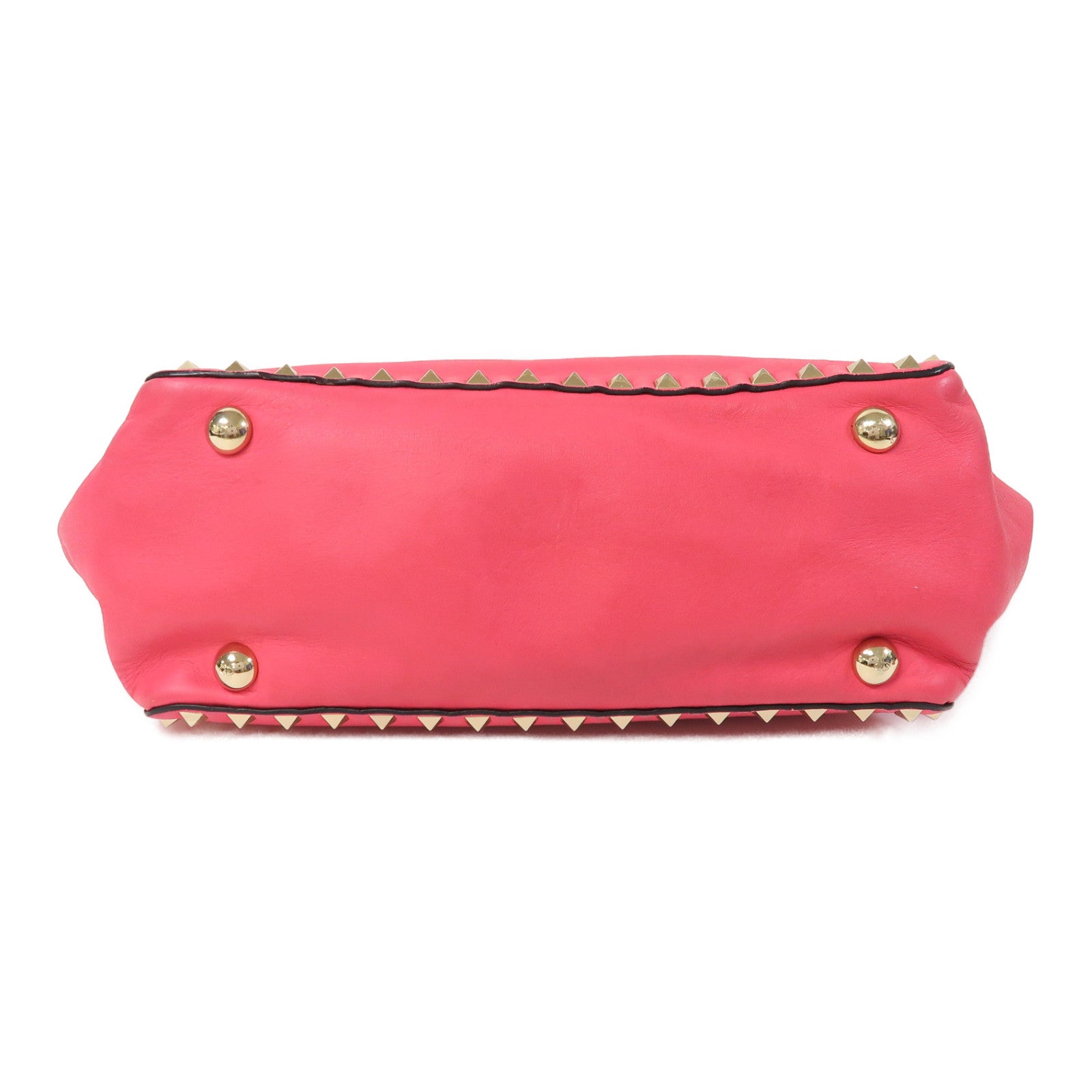 Valentino 牛皮皮革Shoulder Bag金扣手挽肩背兩用袋粉紅色