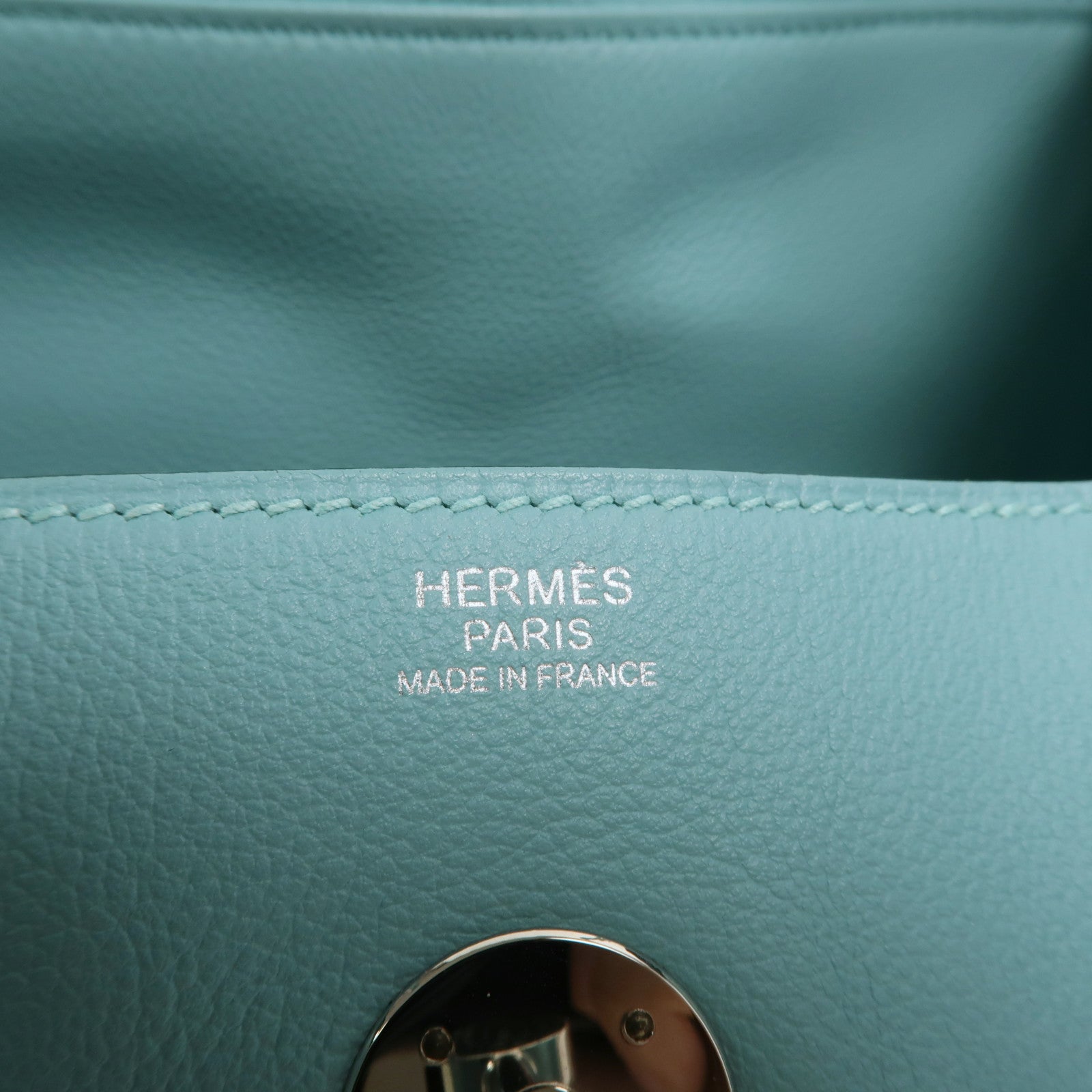 HERMES Evercolor皮革Lindy 30銀扣手挽肩背兩用袋Bleu Atoll