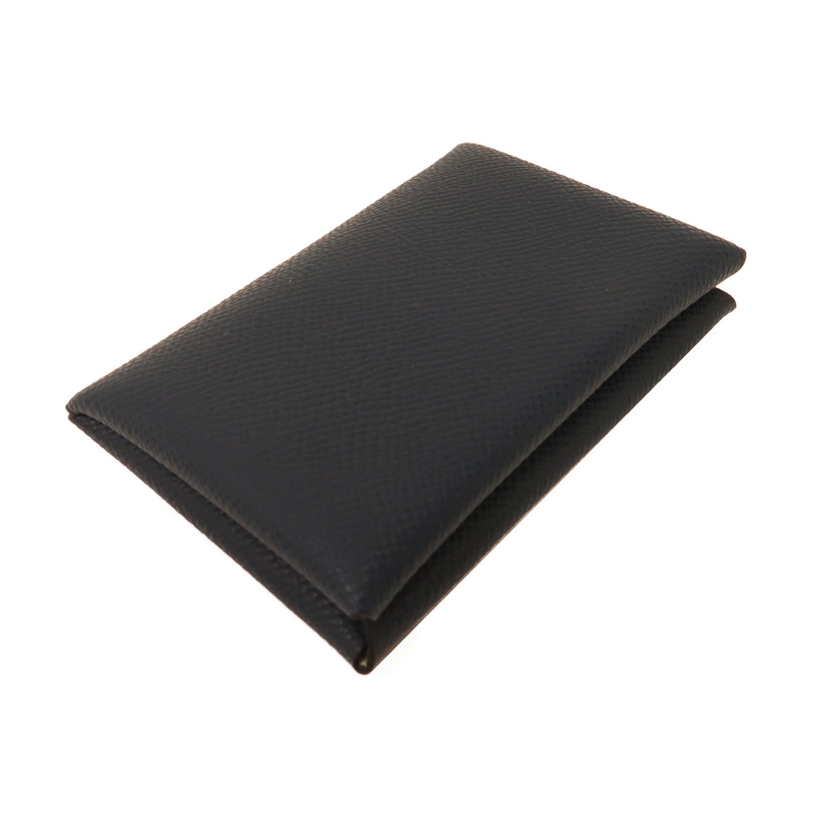 HERMES Epsom皮革Calvi Card Case銀扣卡片套Bleu de Prusse/深藍色