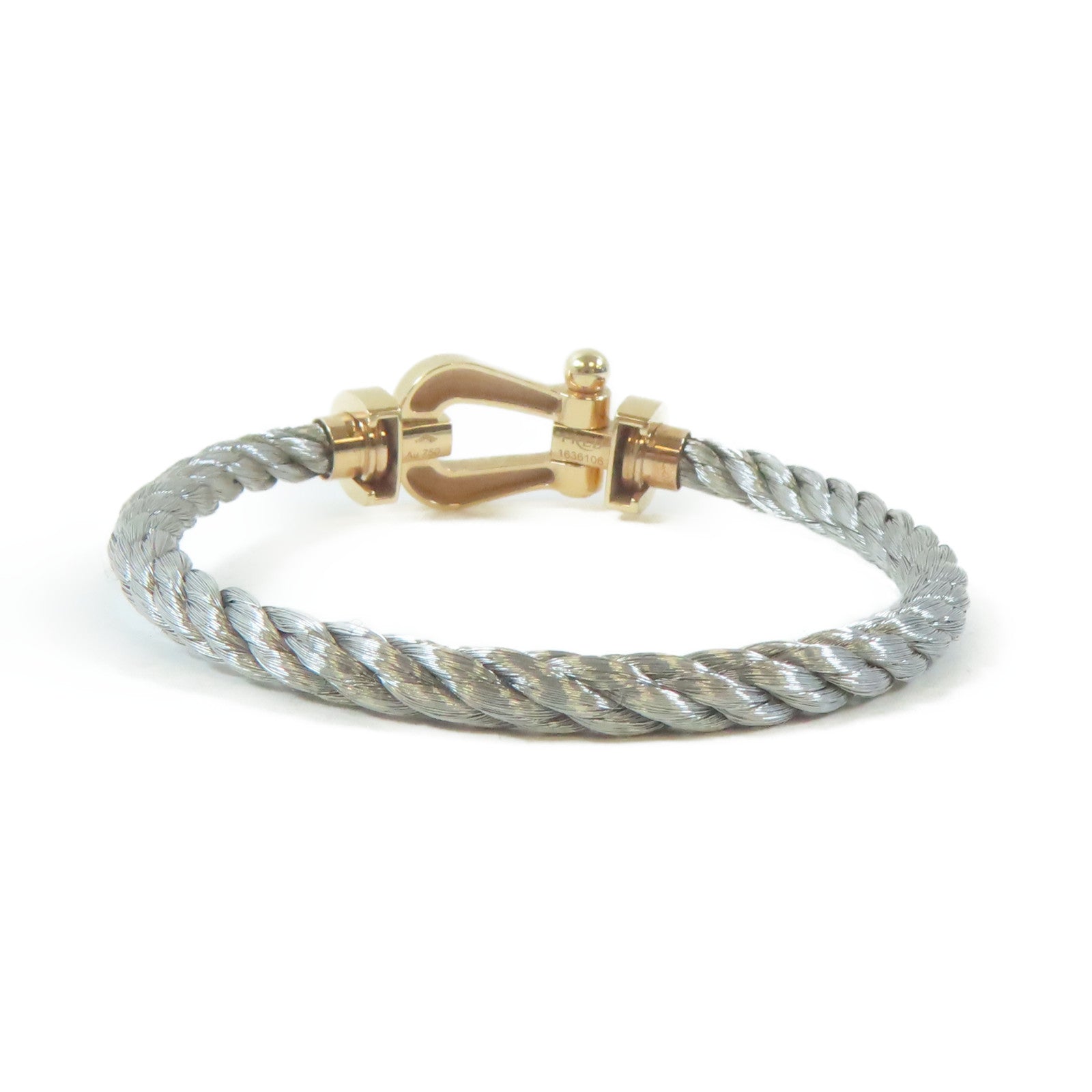 FRED 18K黃金Force 10 Bracelet手鐲銀色/綠色/啡色#15cm