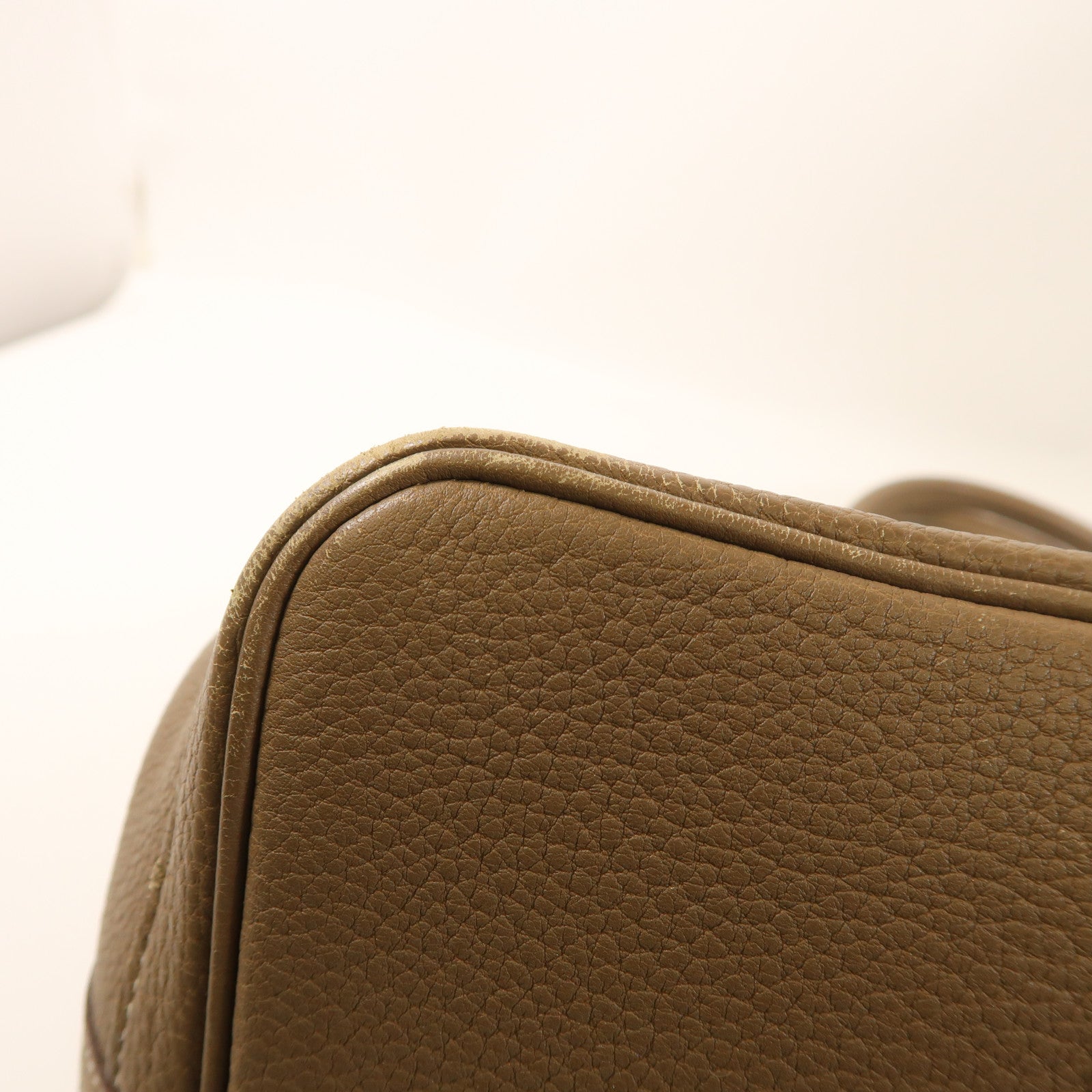 HERMES Negonda皮革Garden Party PM銀扣手挽袋Etoupe