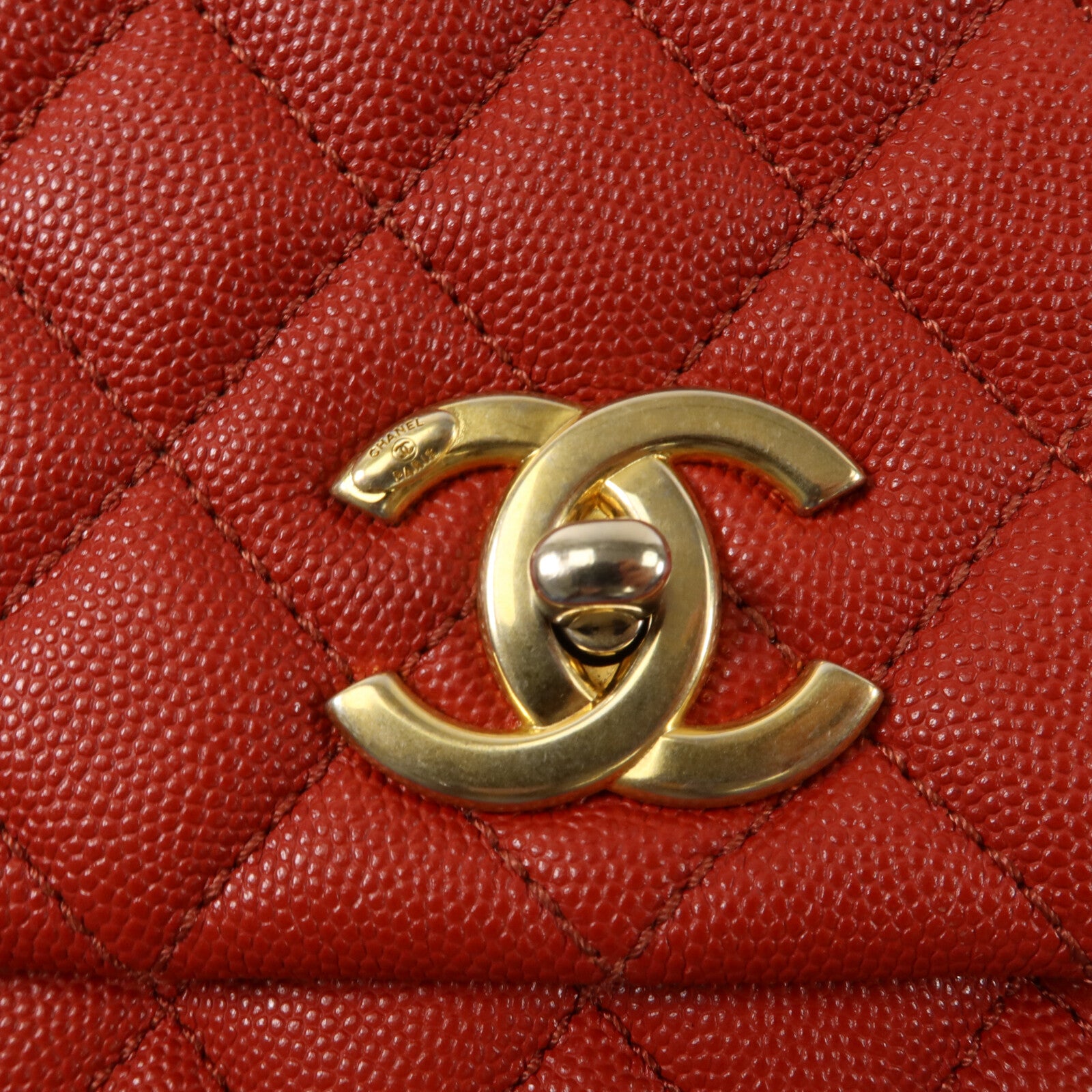 CHANEL 牛皮皮革Coco Handle Medium鏈帶手挽肩背兩用袋