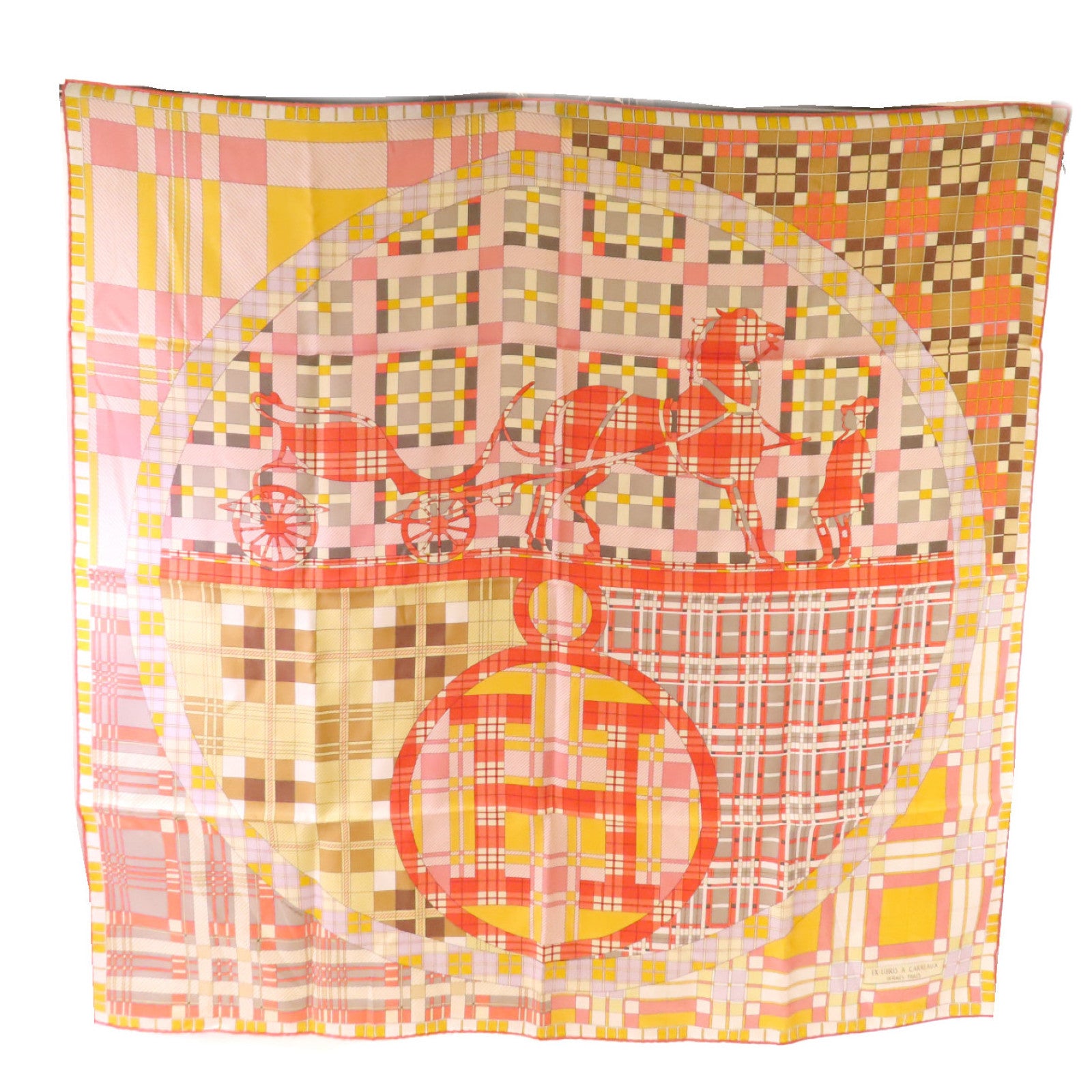 HERMES 絲質90x90 Scarf絲巾黃色/橙色/彩色