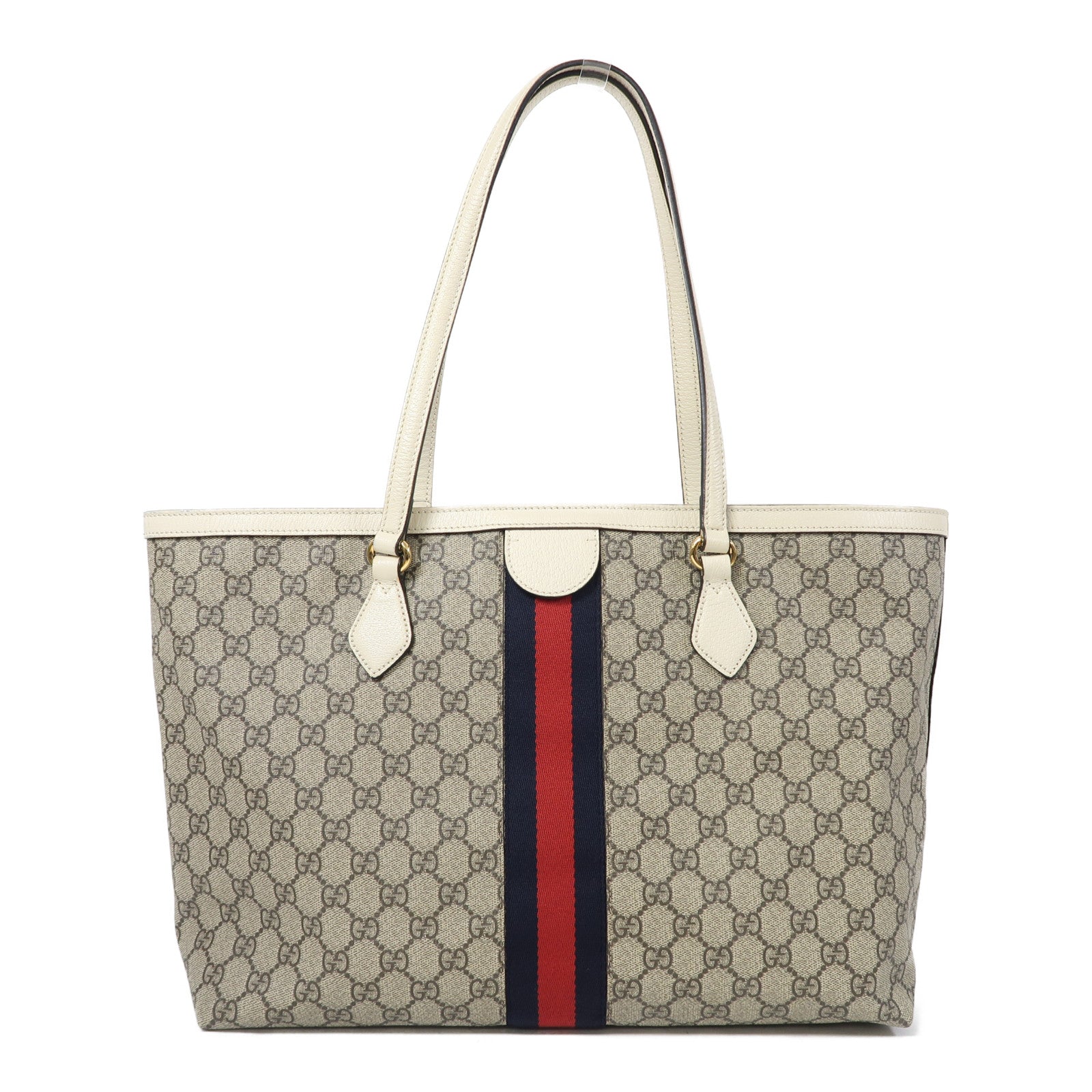 GUCCI 塗層帆布Ophidia金扣肩背袋啡色/白色