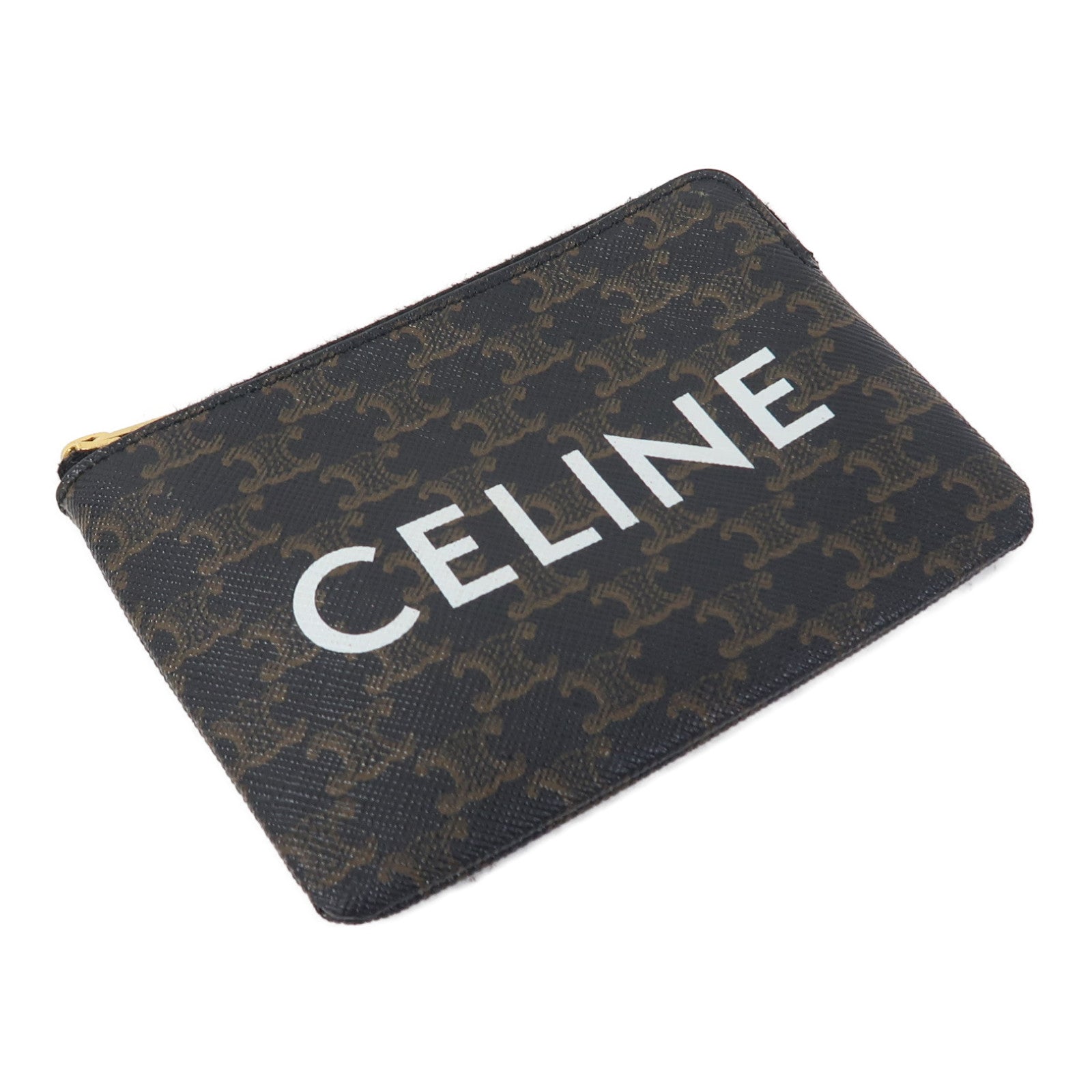 CELINE 塗層帆布Coin Purse金扣零錢包啡色