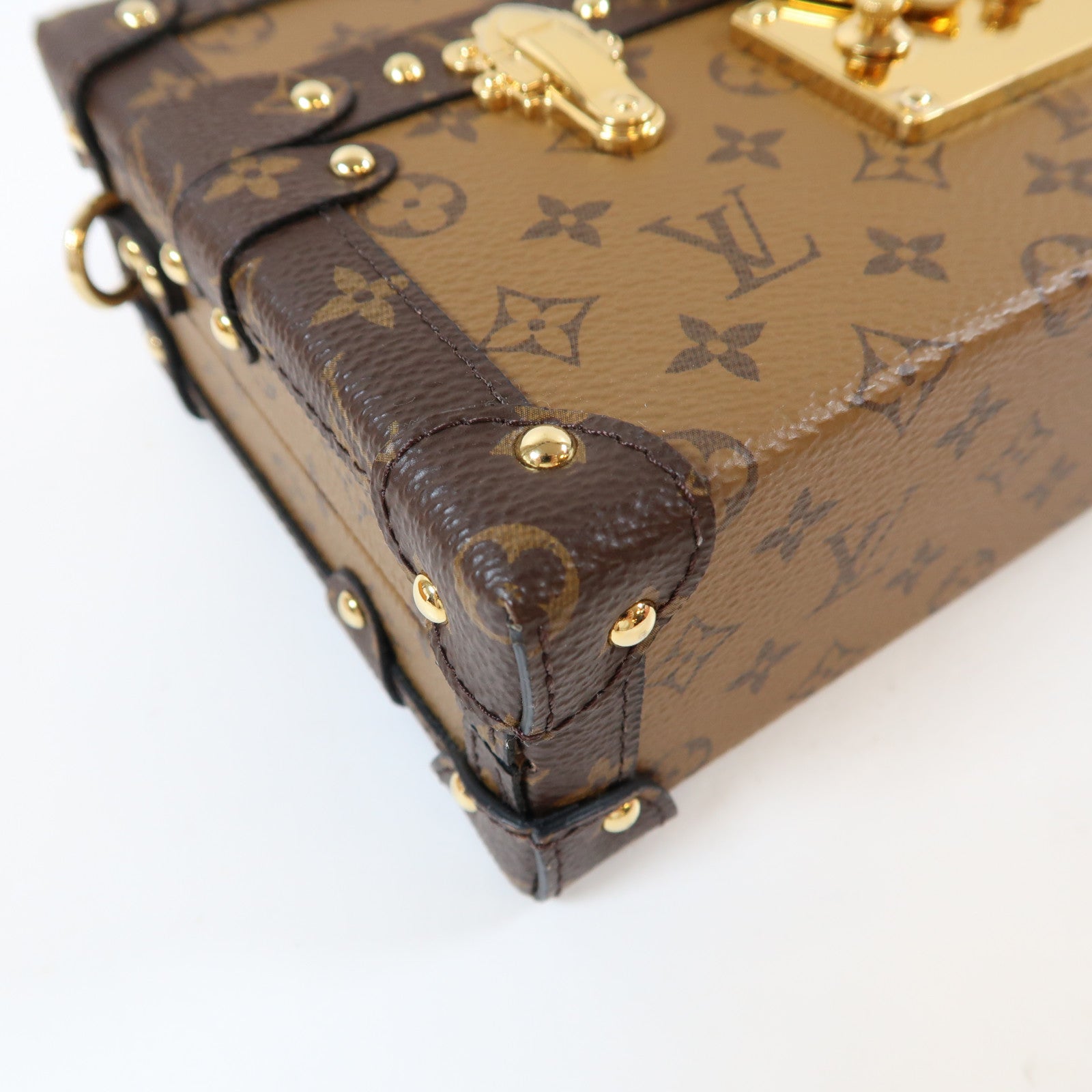 LOUIS VUITTON Monogram Reverse Petite Malle金扣肩背袋啡色