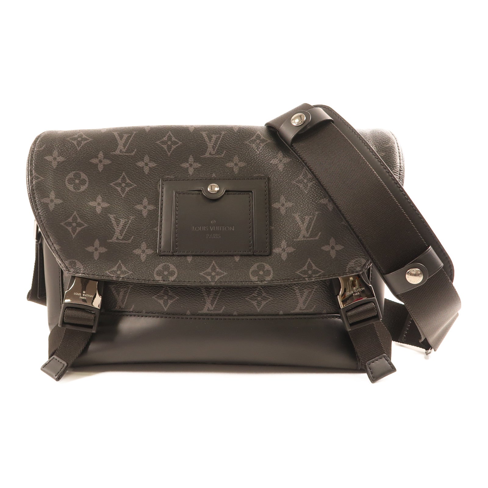 LOUIS VUITTON Monogram Eclipse Messenger PM Voyager銀扣肩背袋