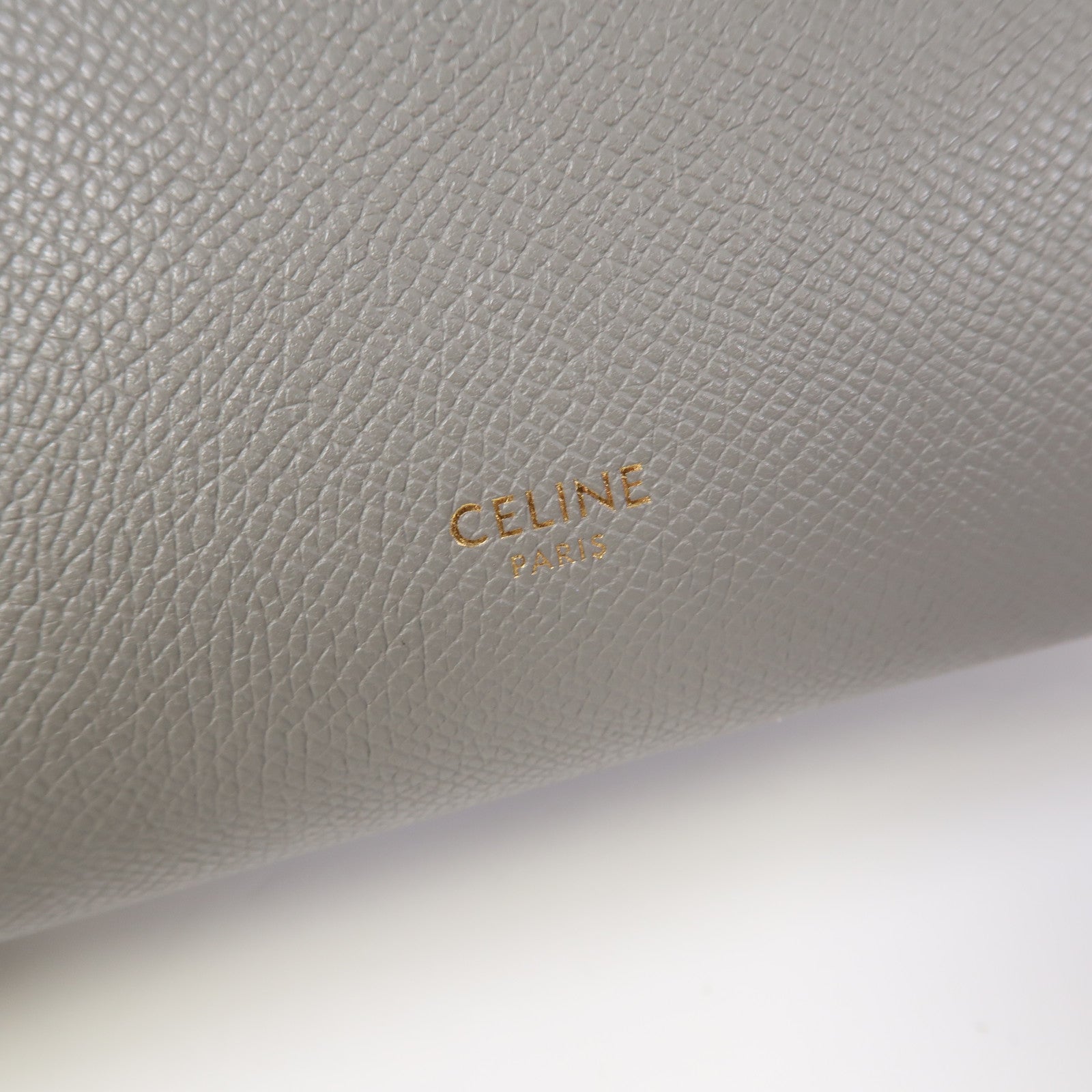 CELINE 牛皮皮革Belt Bag金扣手挽肩背兩用袋灰色