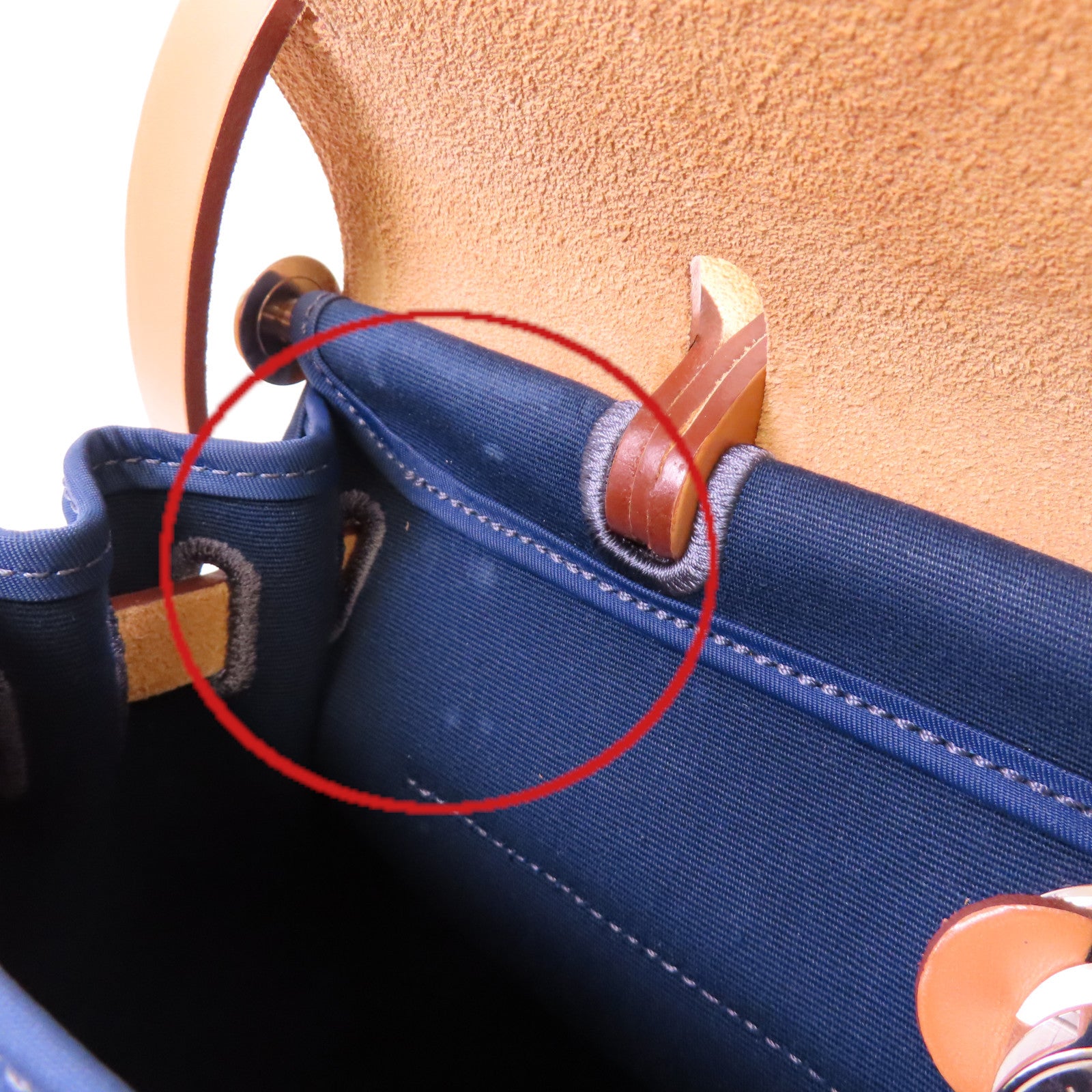 HERMES 帆布Herbag PM 2Way Shoulder Bag銀扣手挽肩背兩用袋馬爾他藍色/啡色