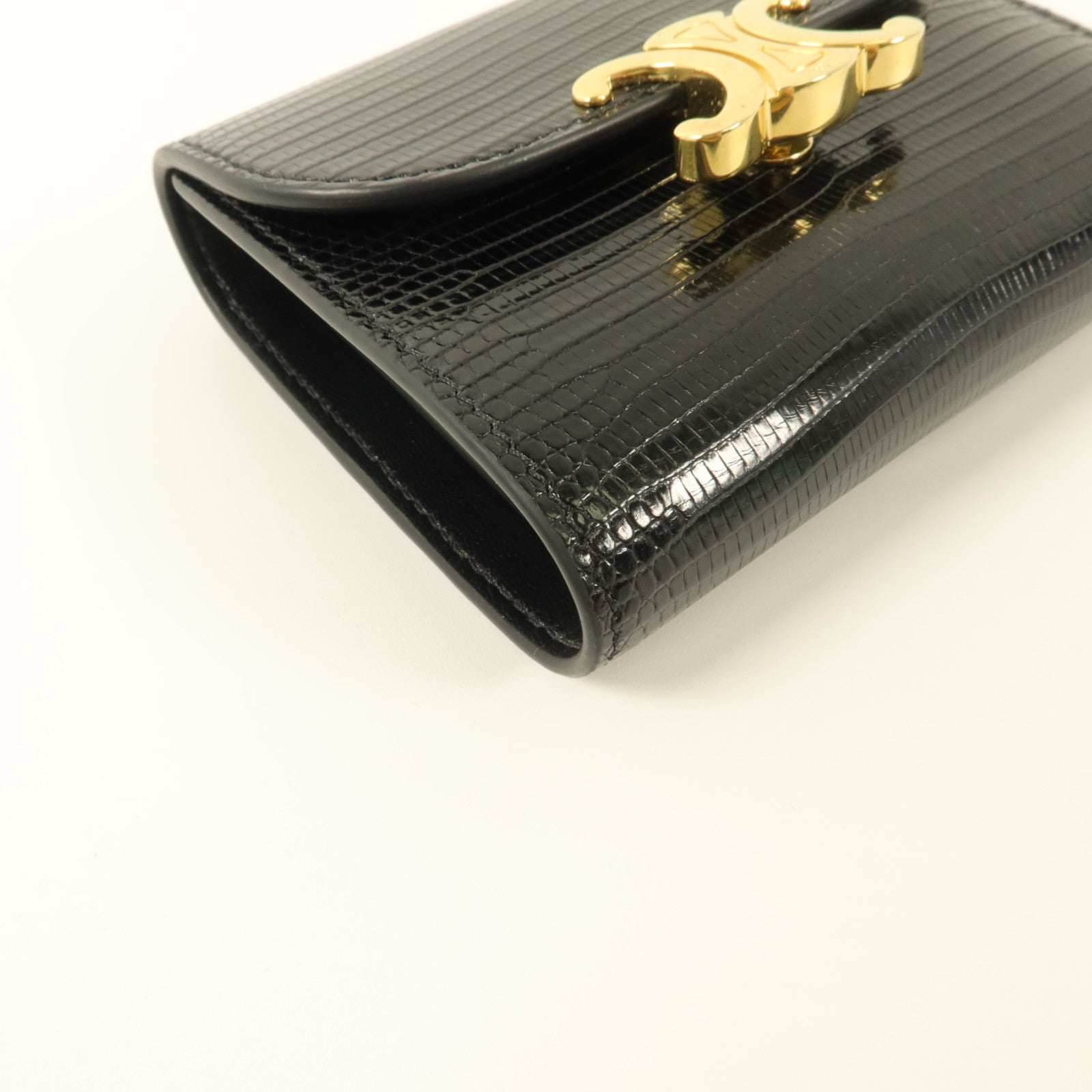 CELINE 蜥蝪皮革Triomphe Trifold Wallet錢包