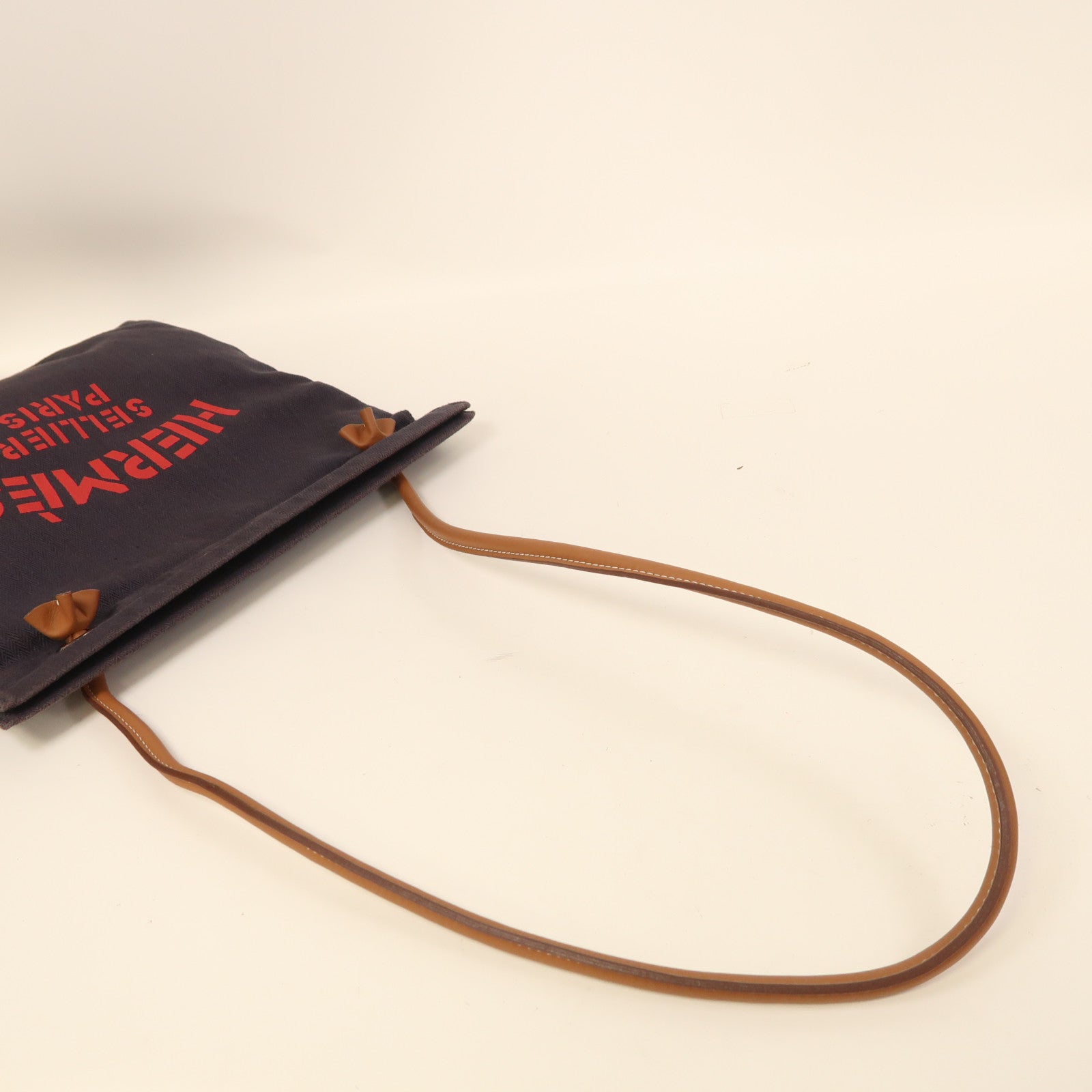 HERMES 帆布Aline銀扣肩背袋藍色