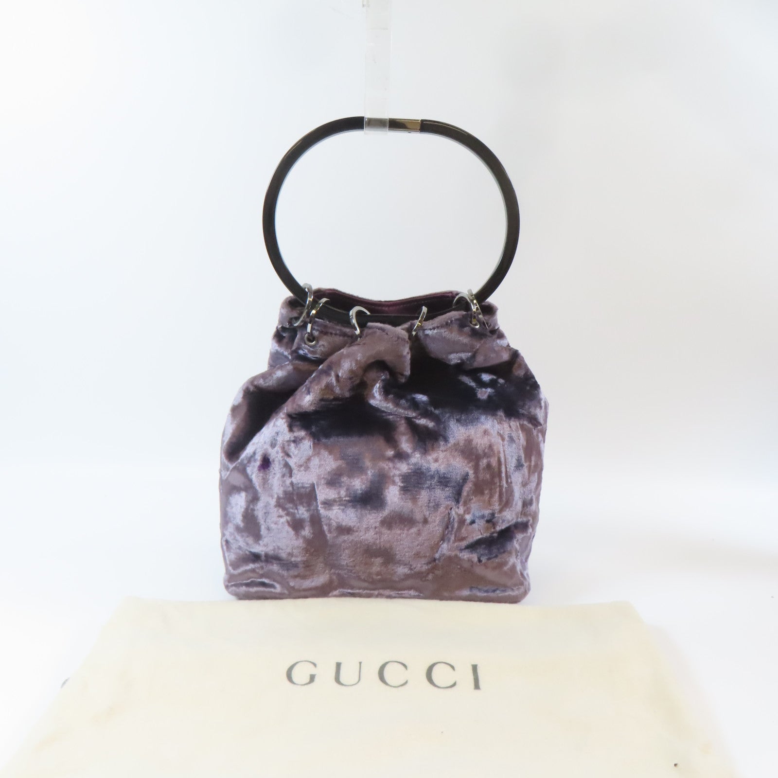 GUCCI 天鵝絨Hand Bag銀扣手挽袋紫色