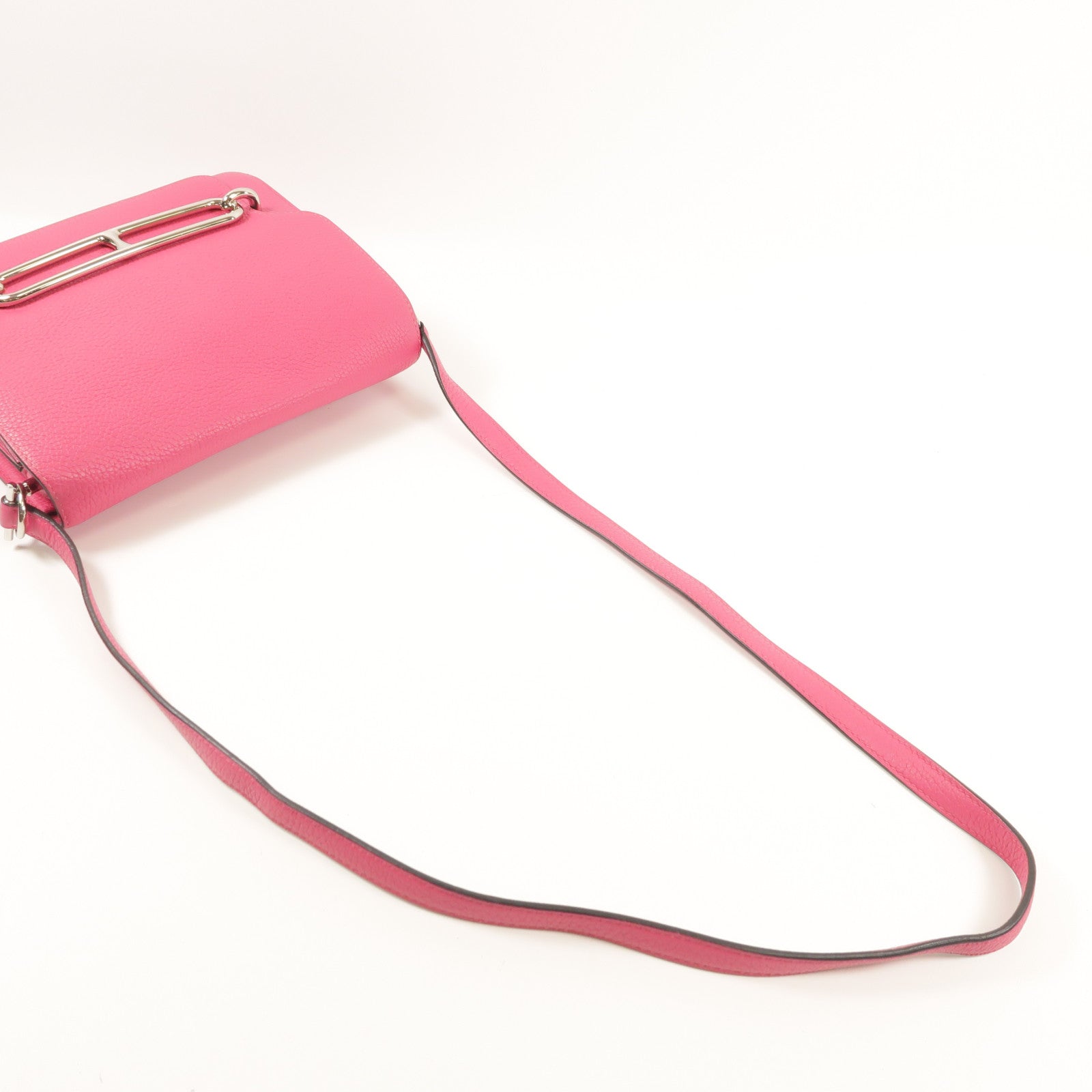 HERMES PHW Roulis 23 Shoulder Bag Clemence Leather Pink