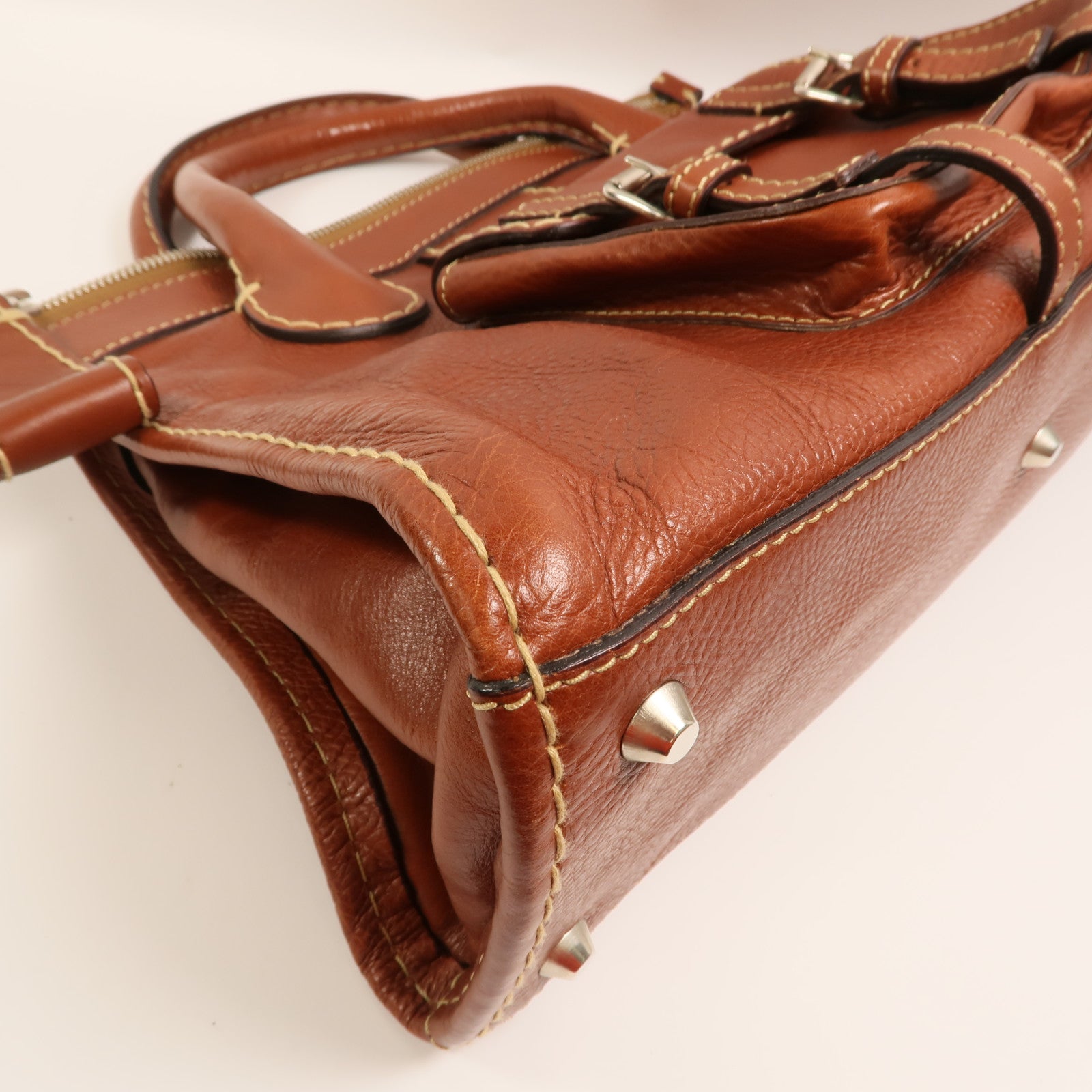 Chloe 牛皮皮革Hand Bag銀扣手挽袋