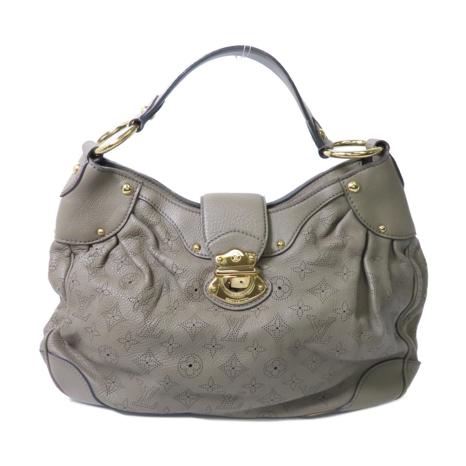LOUIS VUITTON Monogram Mahina Solar金扣肩背袋灰色