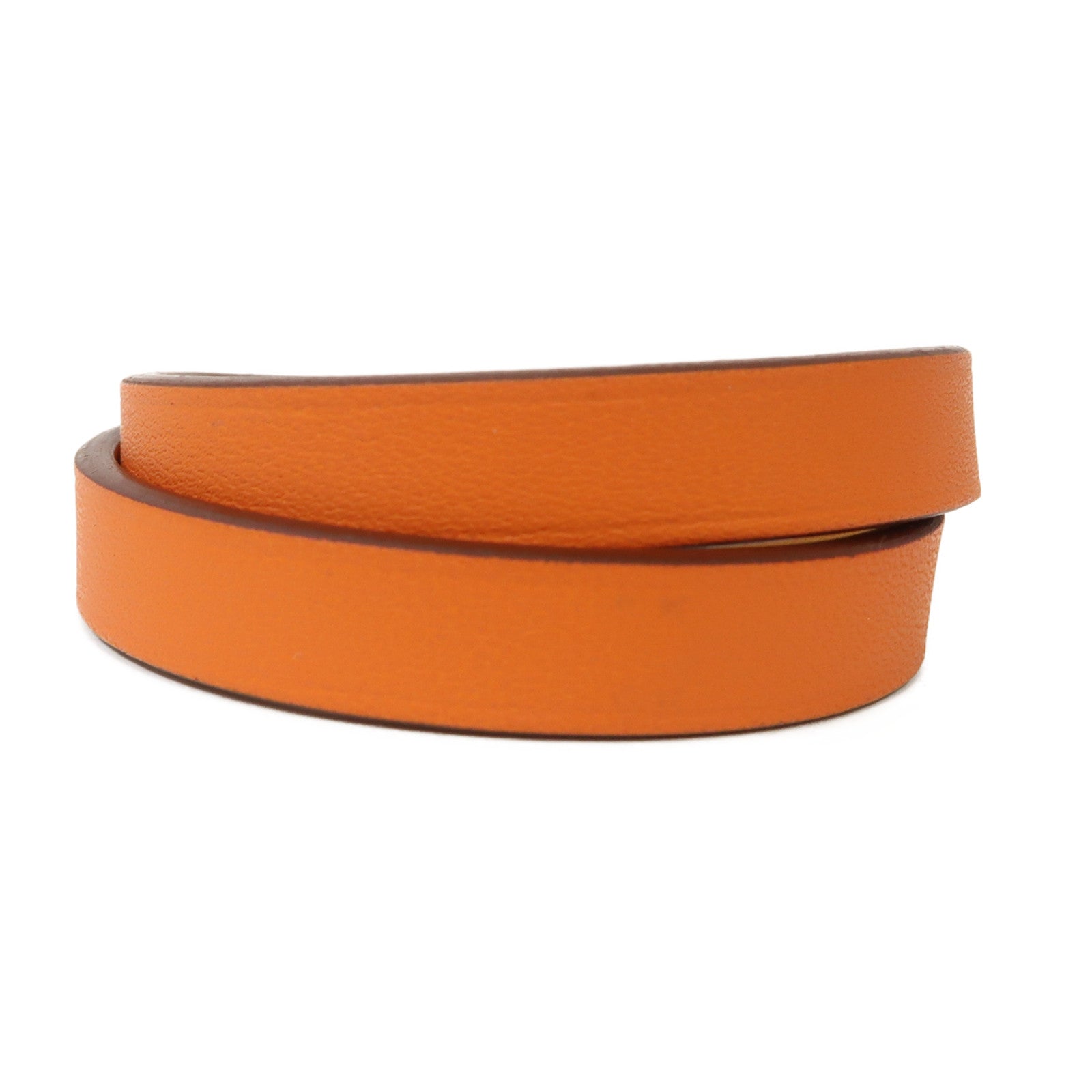 HERMES Swift皮革Mini Kelly Double Tour Bracelet金扣手鏈橙色