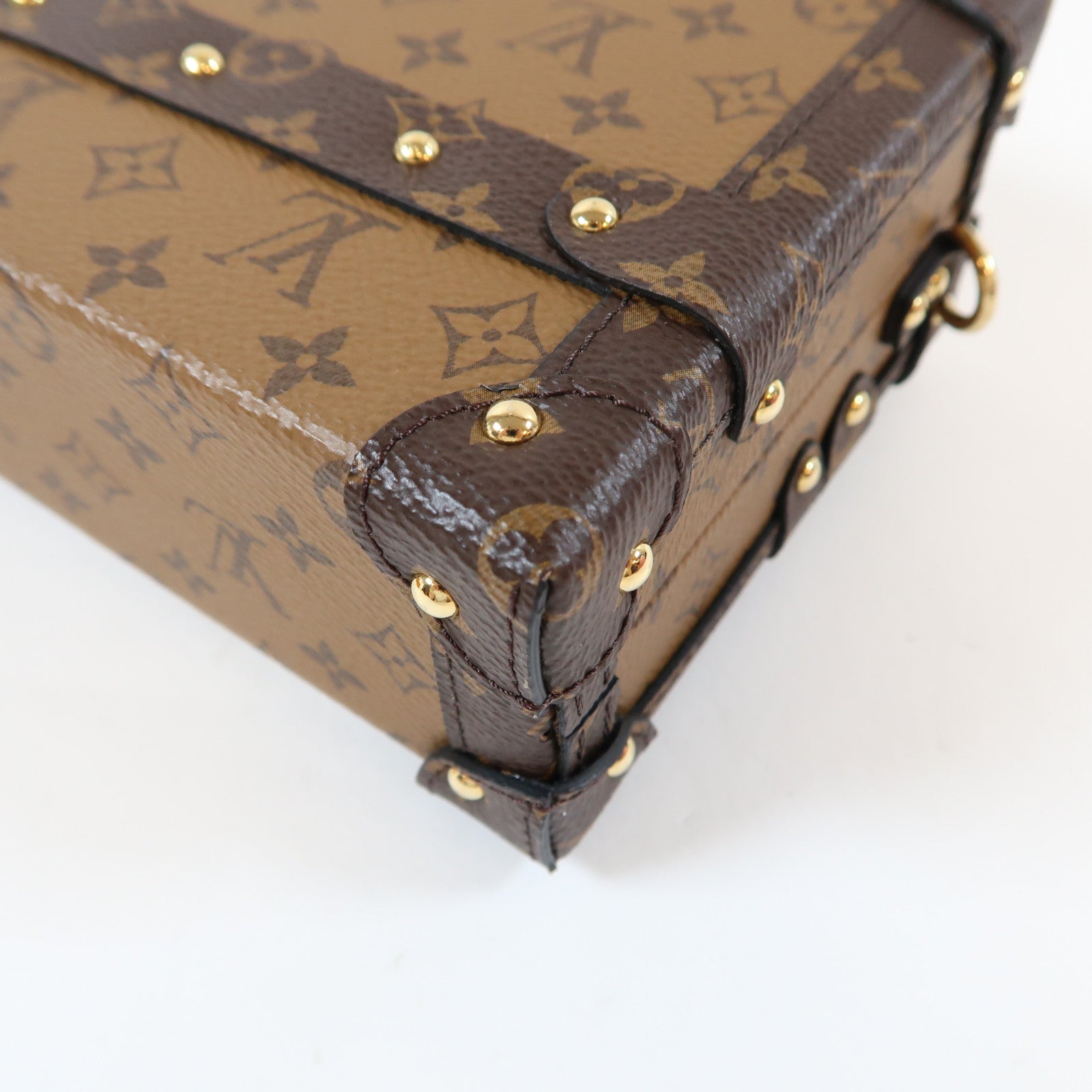 LOUIS VUITTON Monogram Reverse Petite Malle金扣肩背袋啡色