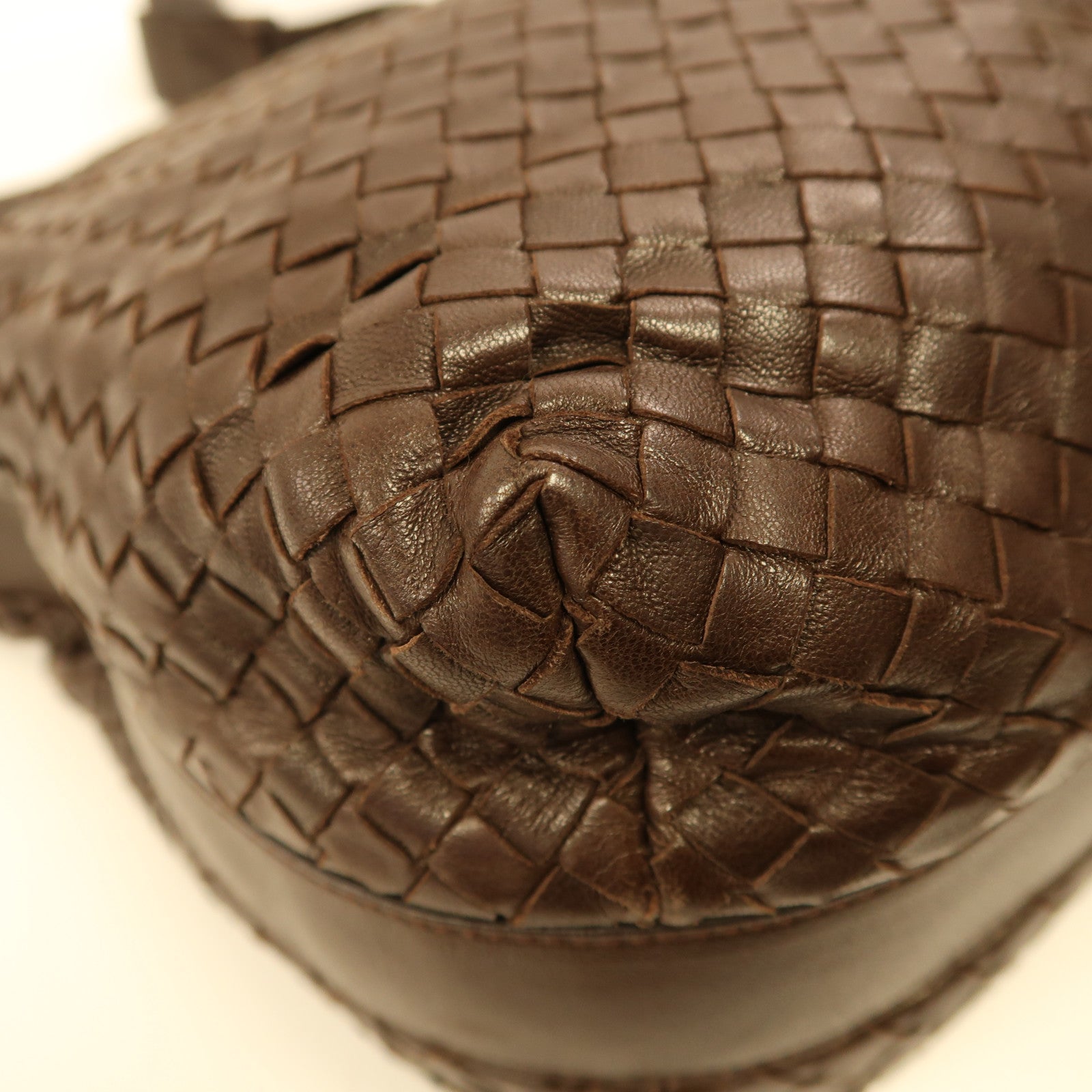 BOTTEGA VENETA 織紋皮革Shoulder Bag金扣肩背袋啡色
