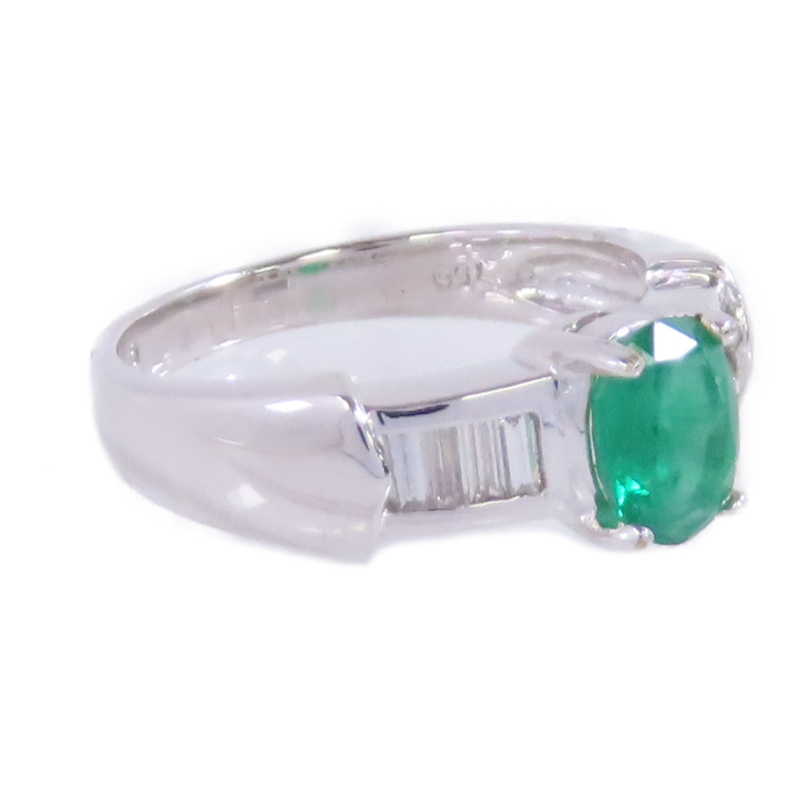 JEWELRY 【激減優惠】18K白金/綠寶石Emerald Ring戒指US#4.75