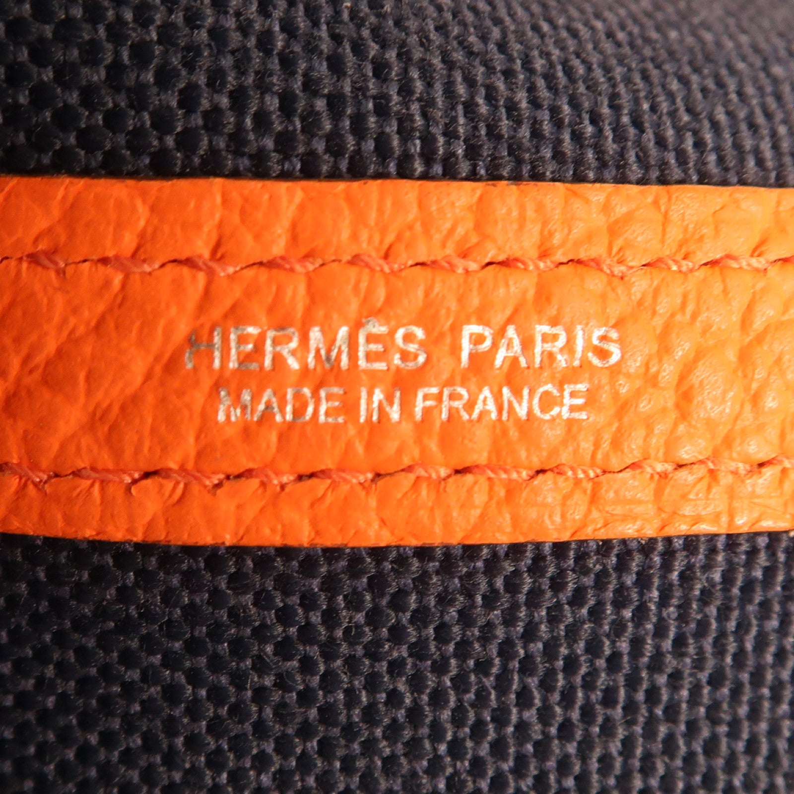 HERMES 帆布Garden Party PM銀扣手挽袋Bleu Marine/Orange Poppy深藍色/橙色