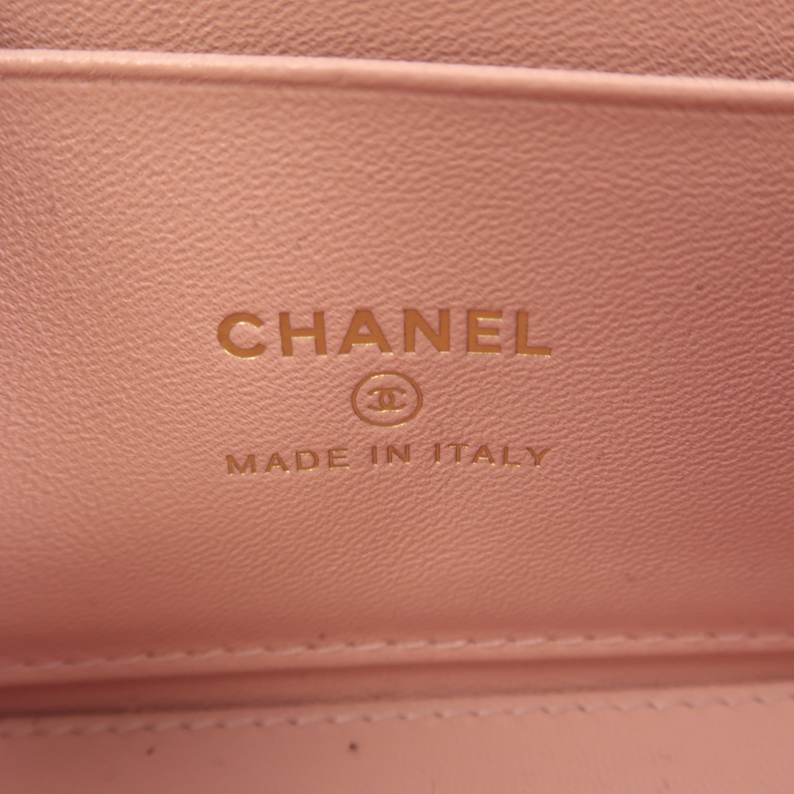 CHANEL 菱格皮革Vanity Case金扣鏈帶肩背袋