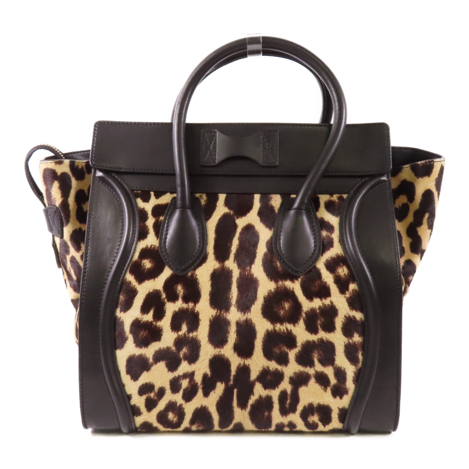 CELINE 牛皮皮革/馬毛Micro Luggage金扣手挽袋