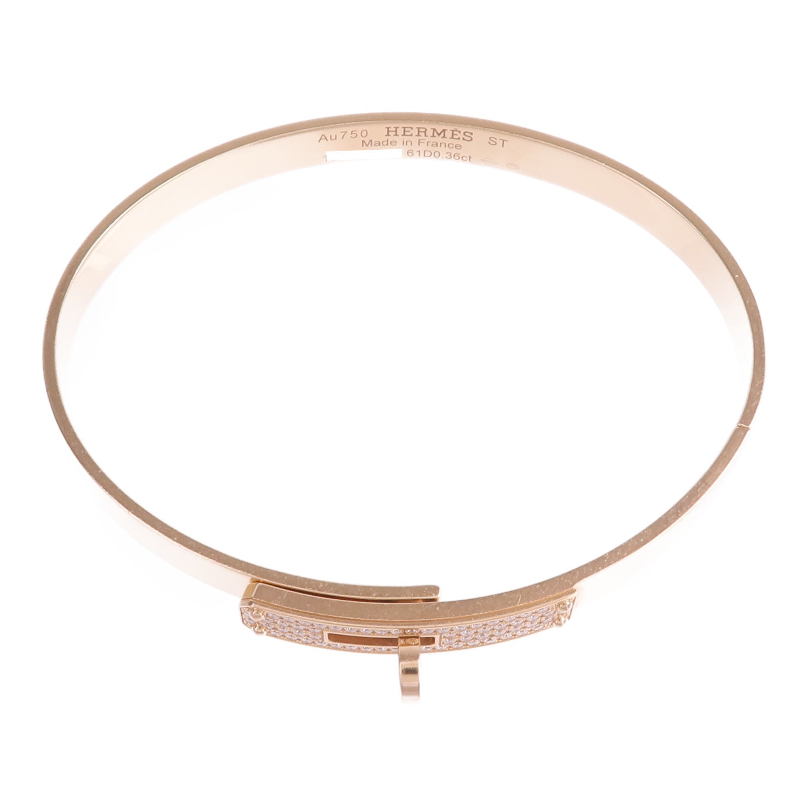 HERMES 18K玫瑰金Kelly Diamond Bracelet鑽石手鐲