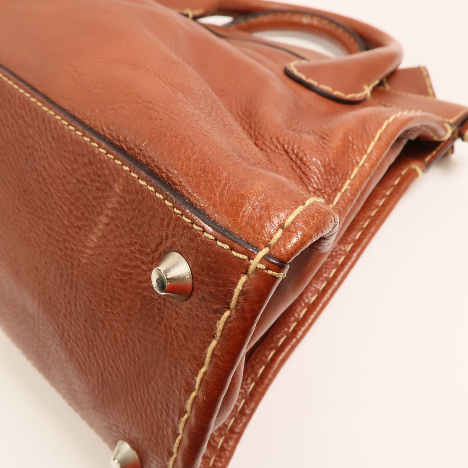 Chloe 牛皮皮革Hand Bag銀扣手挽袋