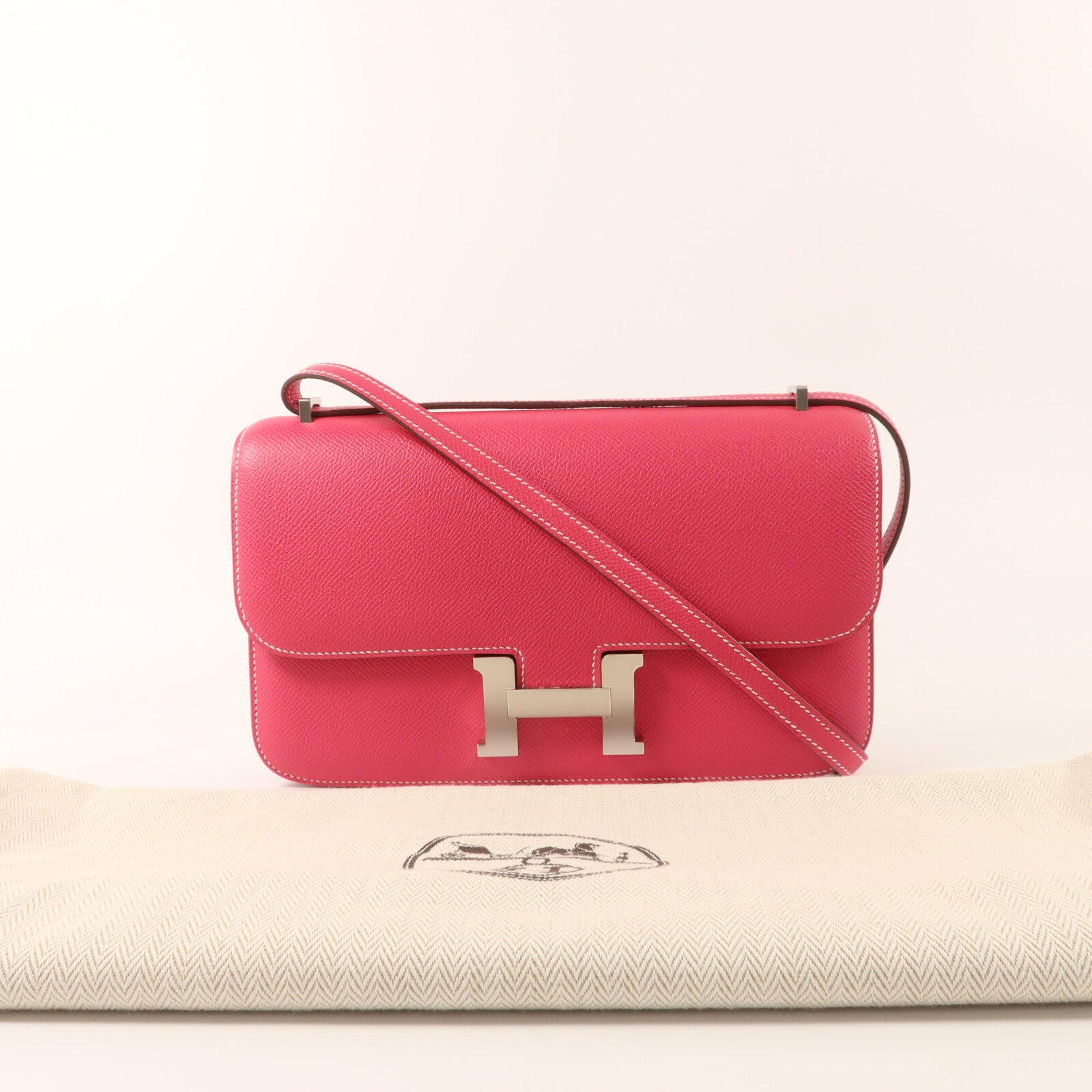 HERMES Epsom皮革Constance Elan肩背袋Rose Tyrien