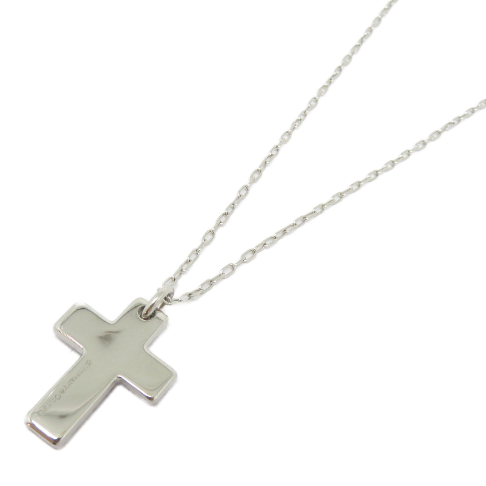 TIFFANY＆CO 18K白金Etoile Cross Necklace項鍊
