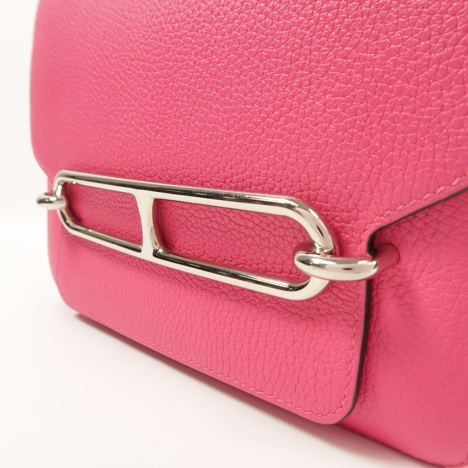 HERMES PHW Roulis 23 Shoulder Bag Clemence Leather Pink