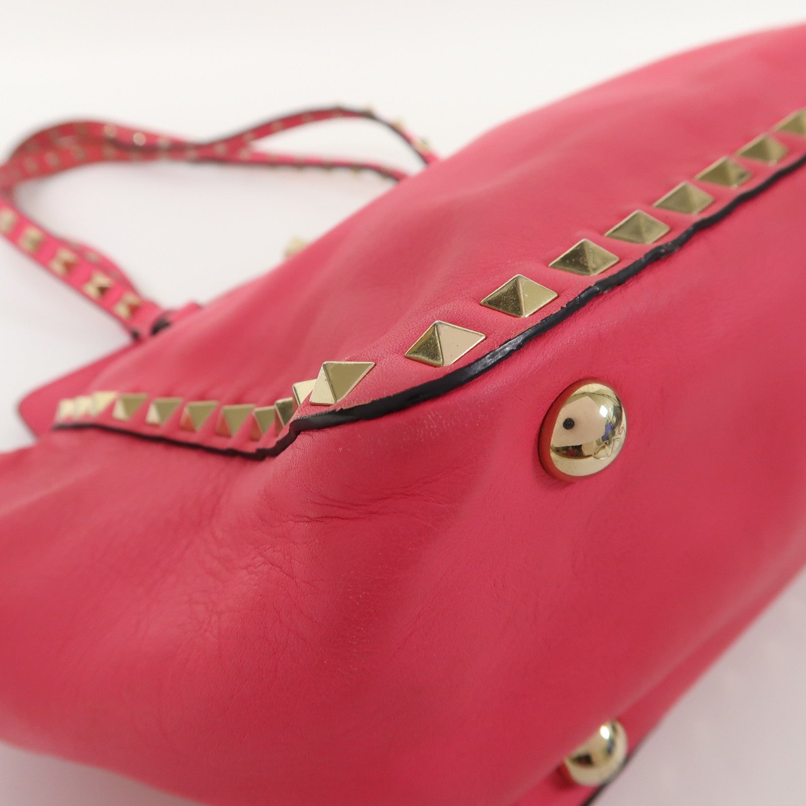 Valentino 牛皮皮革Shoulder Bag金扣手挽肩背兩用袋粉紅色