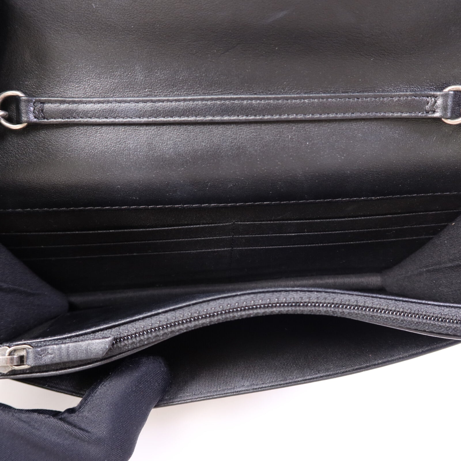 CHANEL 【激減優惠】牛皮皮革WOC Wallet On Chain銀扣鏈帶肩背袋