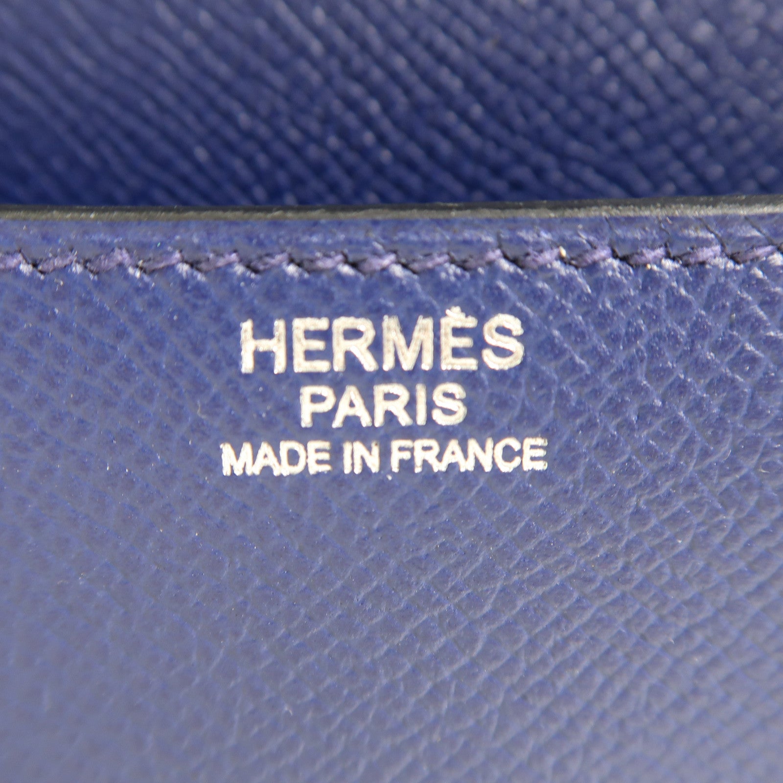 HERMES Epsom皮革Constance 24銀扣肩背袋Bleu Saphir藍色