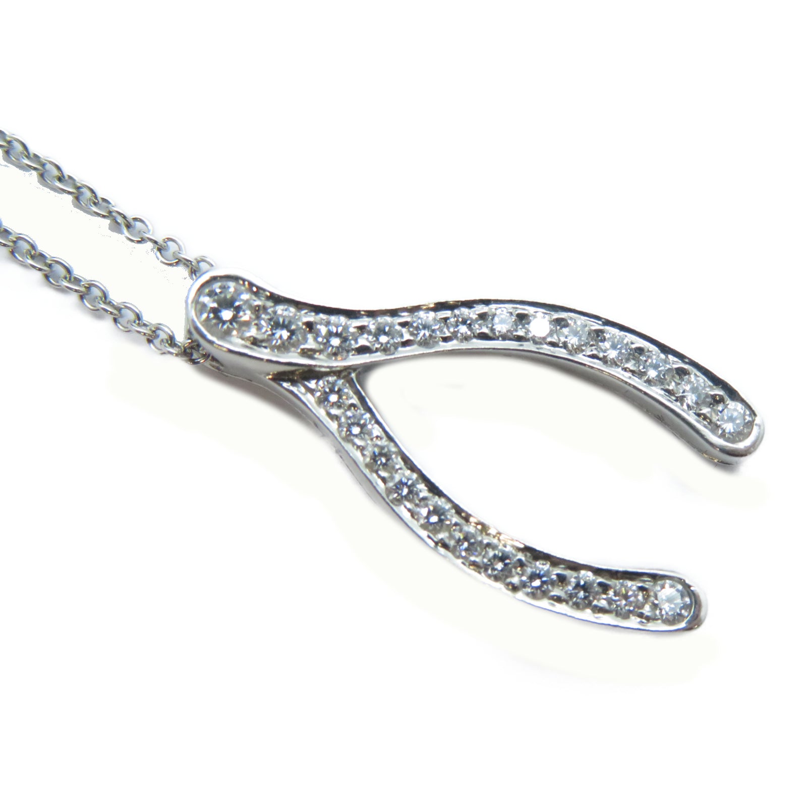 TIFFANY＆CO PT950鉑金Wishbone Diamond Necklace鑽石項鍊